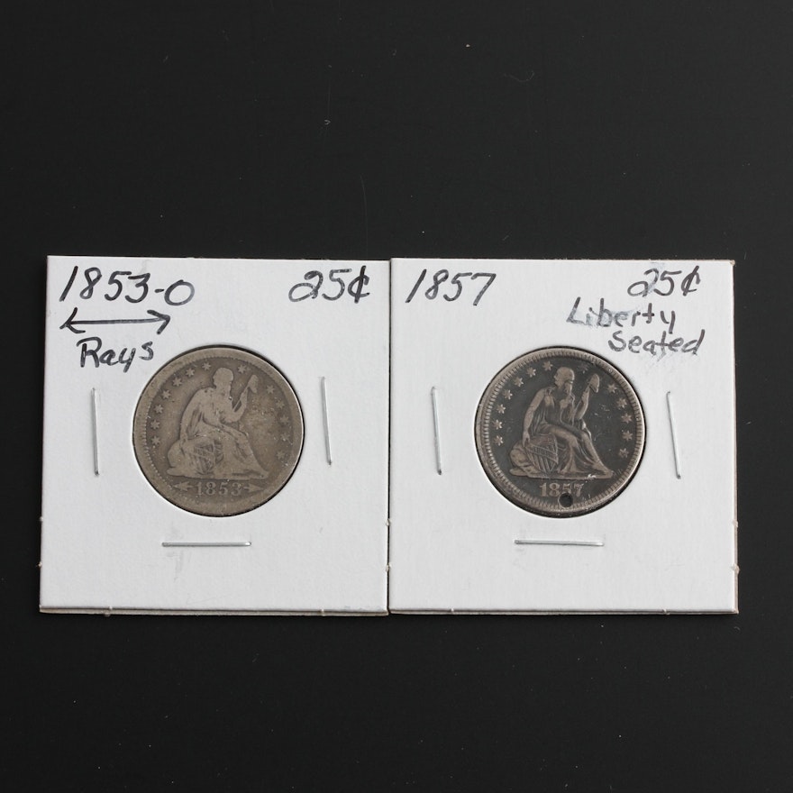 Group of Two Liberty Seated Silver Quarters