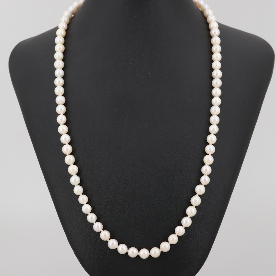 14K Yellow Gold Cultured Pearl Necklace
