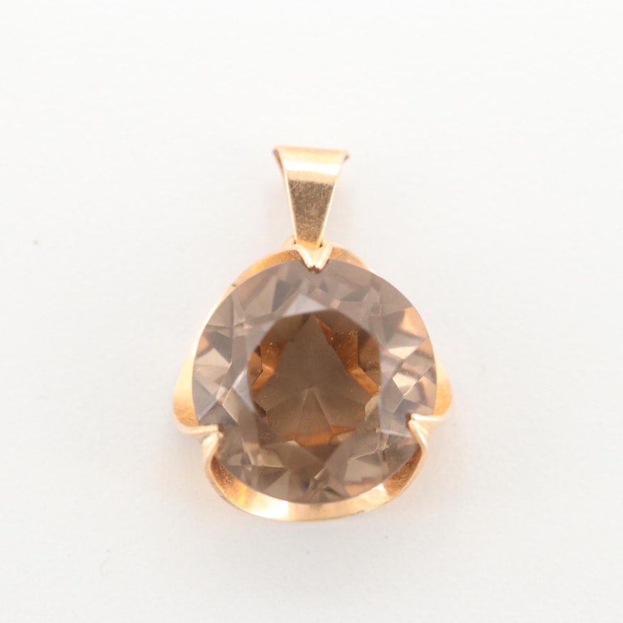 14K Rose Gold Smoky Quartz Pendant