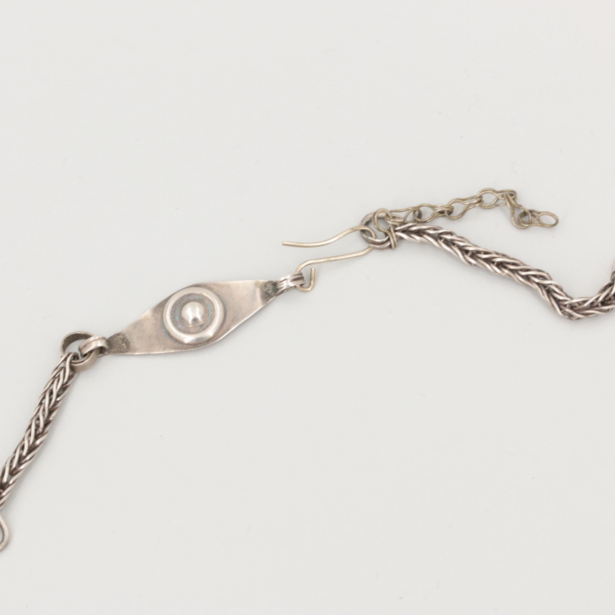 Vintage Kazakh Style Silver Tone Jewelry with Glass Accents