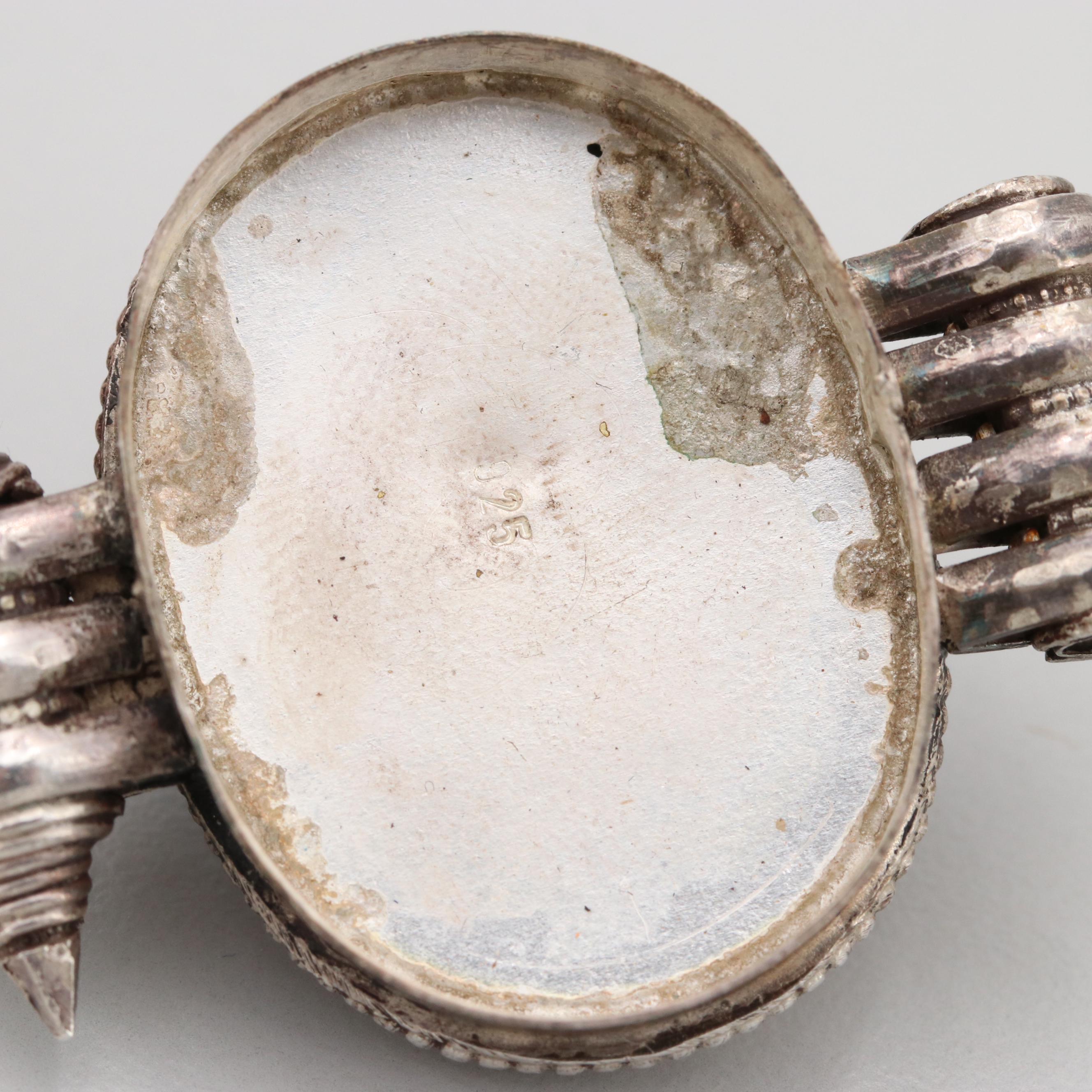 Sterling Silver and Silver Tone Coral, Lapis Lazuli, and Glass Necklace