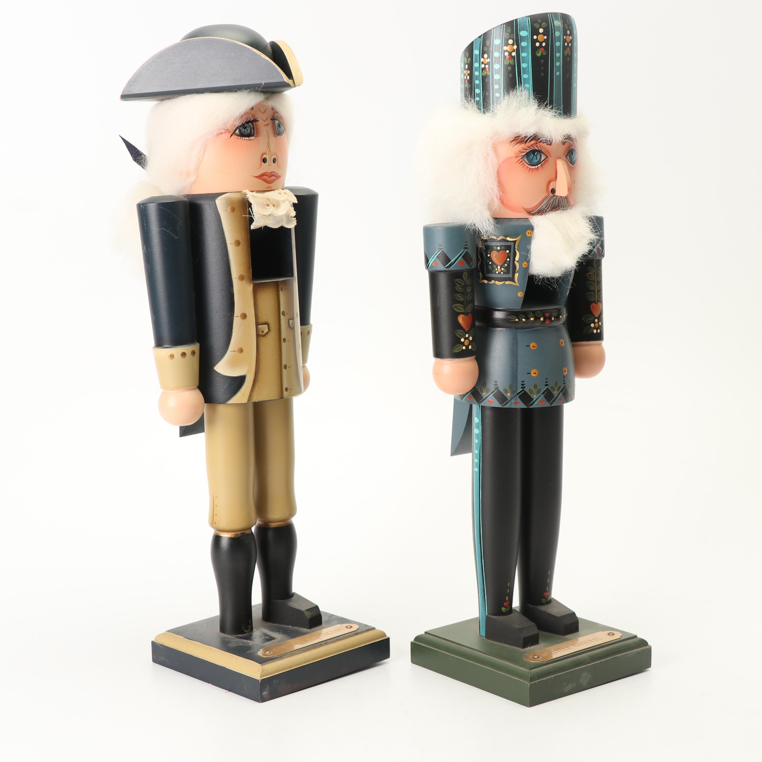 Susan Milford Hand-Painted Nutcrackers, "George Washington" and "Little General"