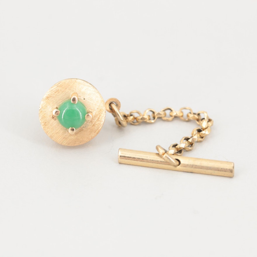 14K Yellow Gold Jadeite Tie Tack