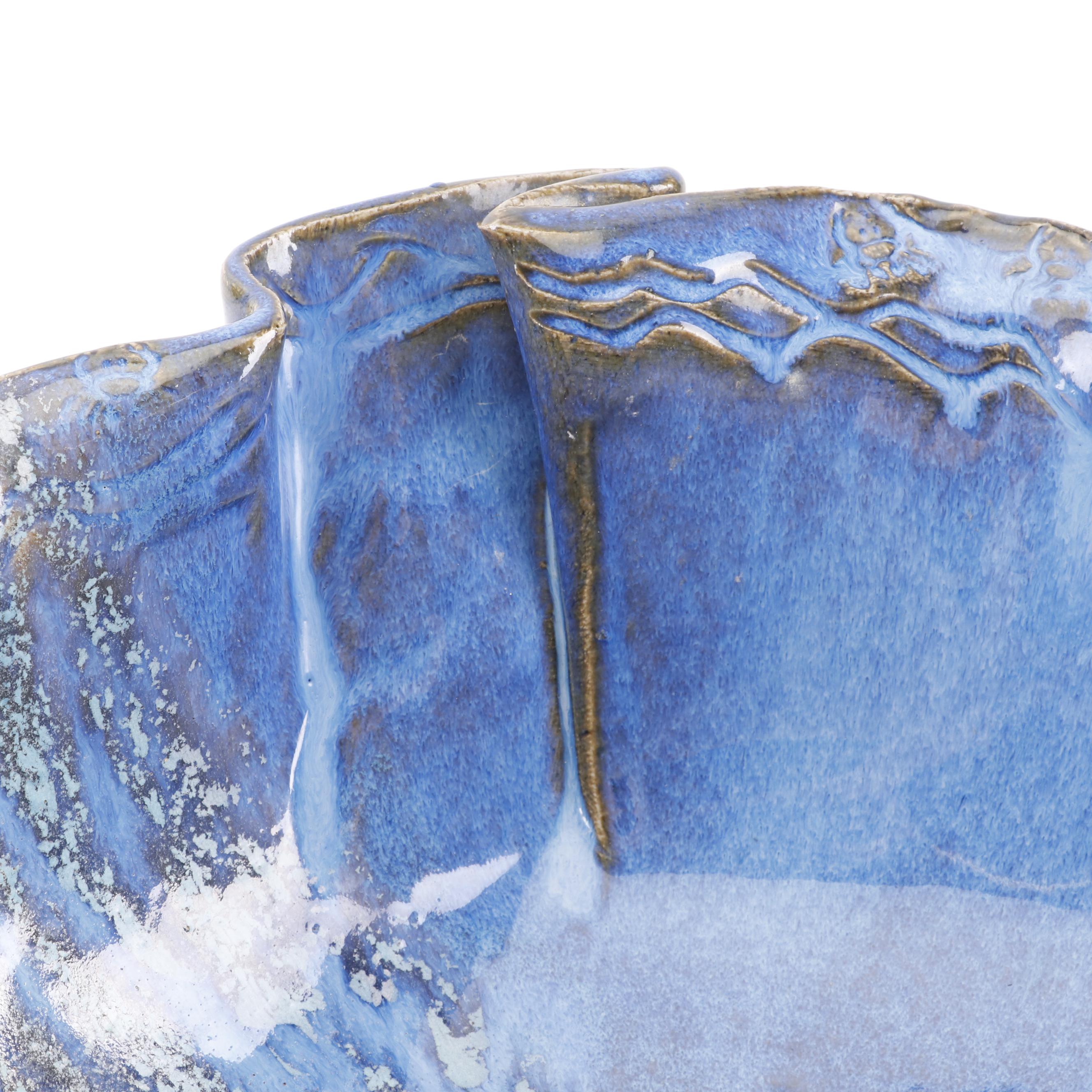 Jason Stokes Holley Hill Pottery Handbuilt Folded Stoneware Serving Bowl, 1999