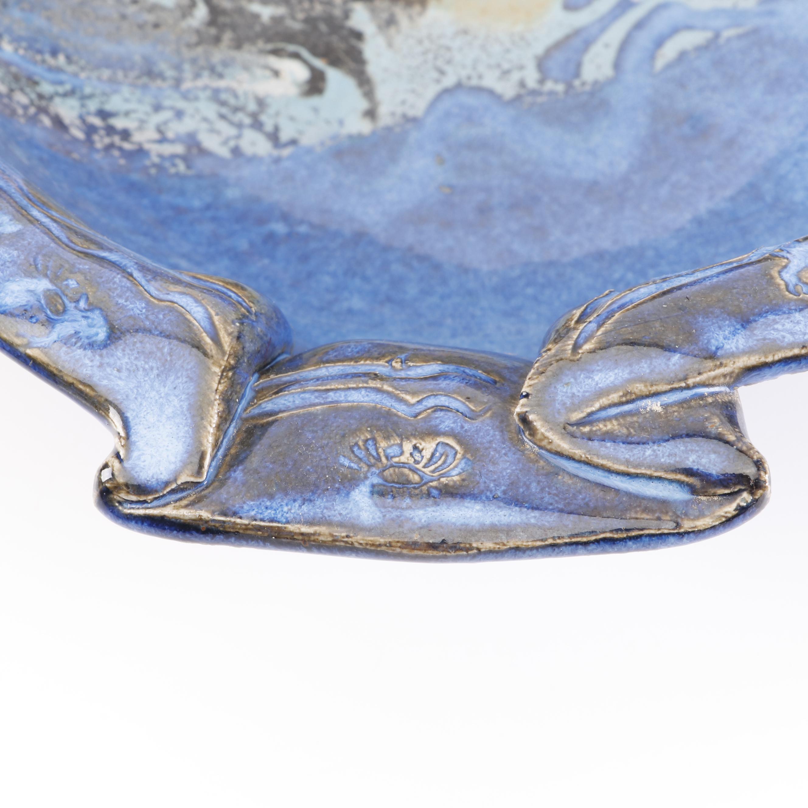 Jason Stokes Holley Hill Pottery Handbuilt Folded Stoneware Serving Bowl, 1999