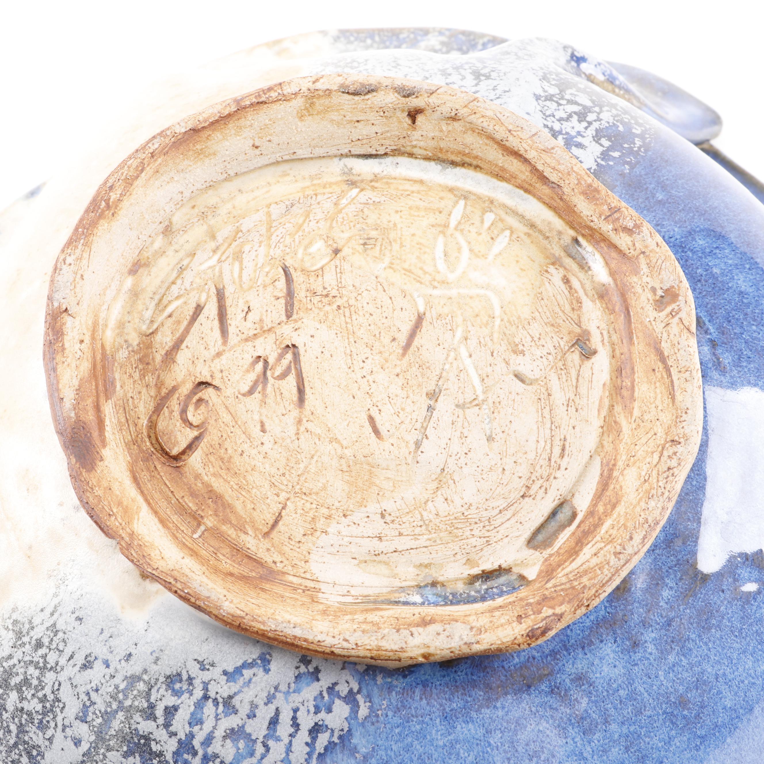 Jason Stokes Holley Hill Pottery Handbuilt Folded Stoneware Serving Bowl, 1999