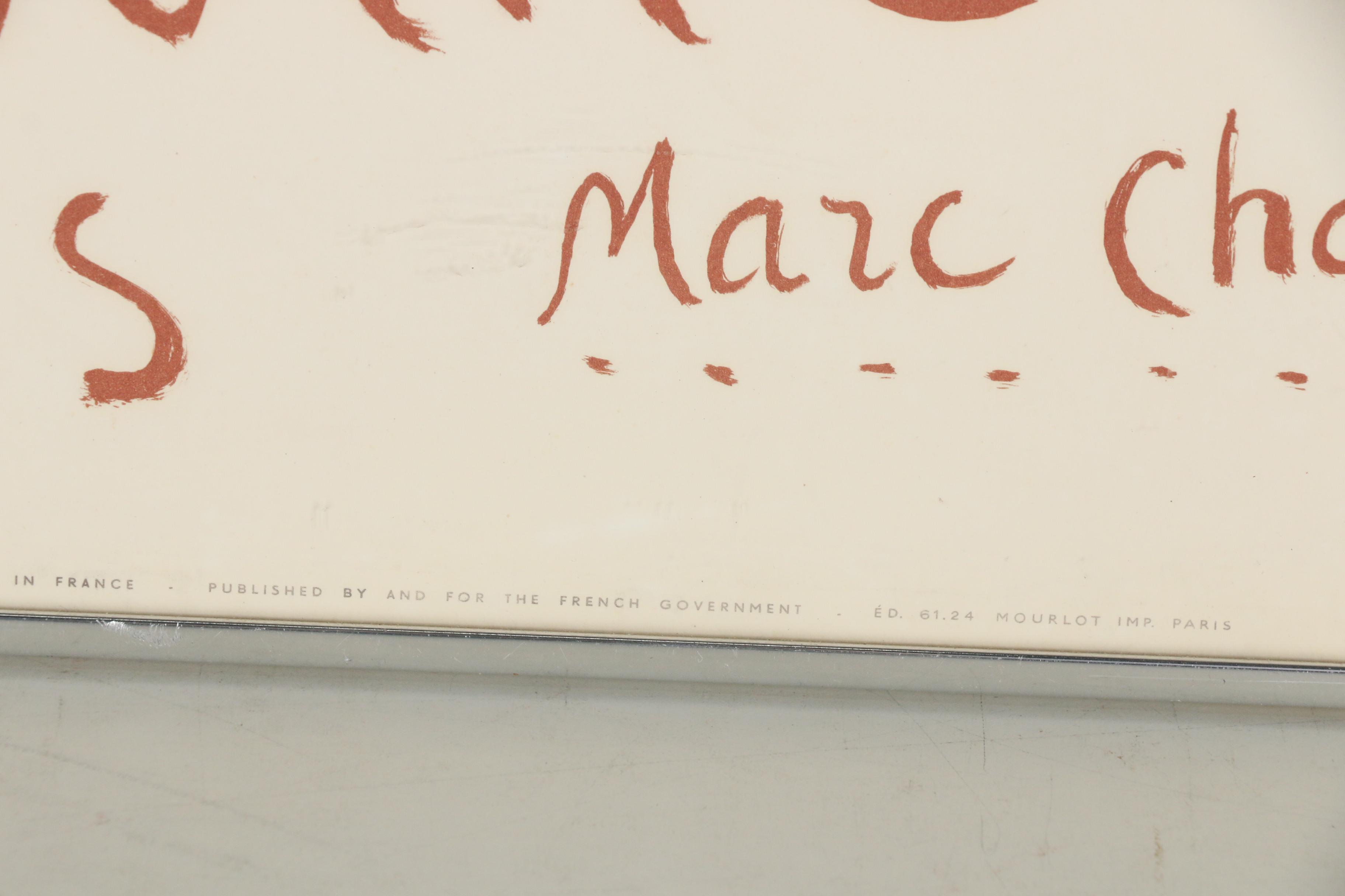 Marc Chagall 1961 Lithograph Poster "Nice Soleil Fleurs"