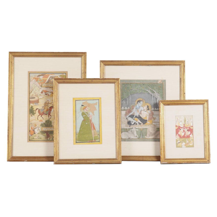 Four Late Mughal Gouache Paintings, 18th Century and Later