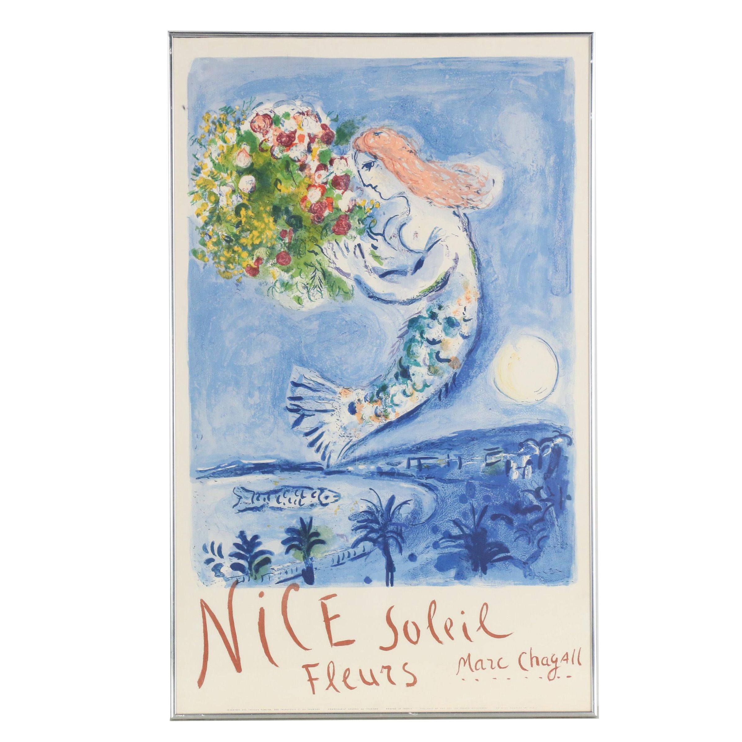 Marc Chagall 1961 Lithograph Poster "Nice Soleil Fleurs"