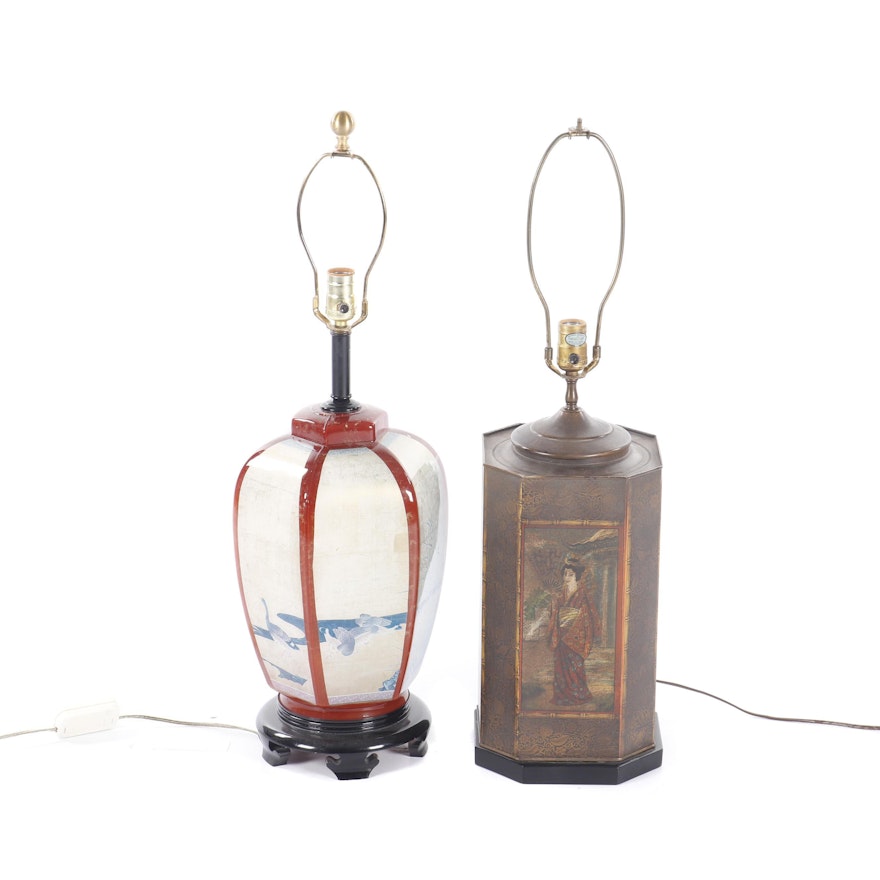 Asian Inspired Metal and Resin Table Lamps Featuring Chapman Portrait Lamp