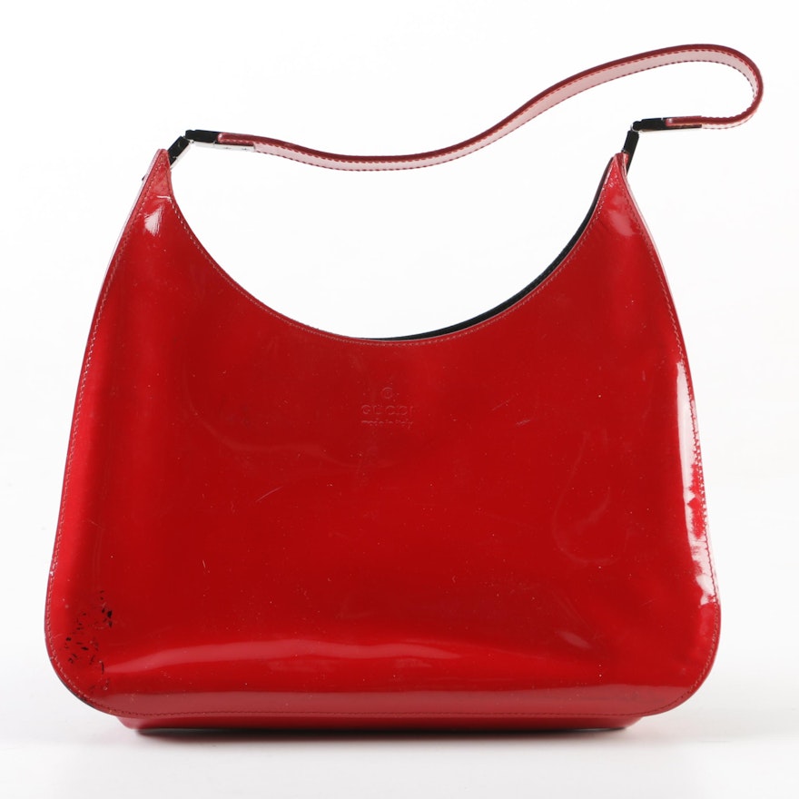 Gucci Red Patent Leather Hobo Bag, Made in Italy