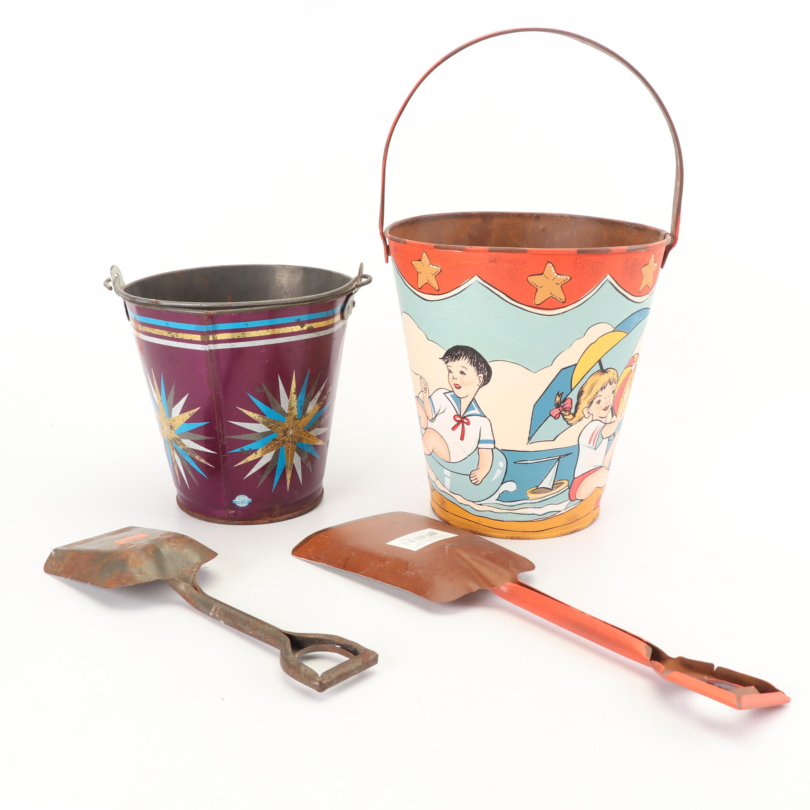 Metal Beach Pails and Shovels