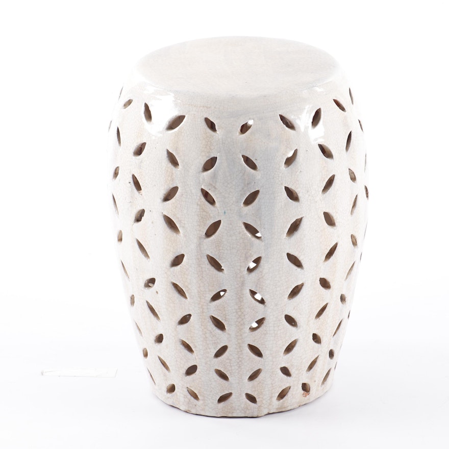 Reticulated Glazed Terracotta Garden Stool