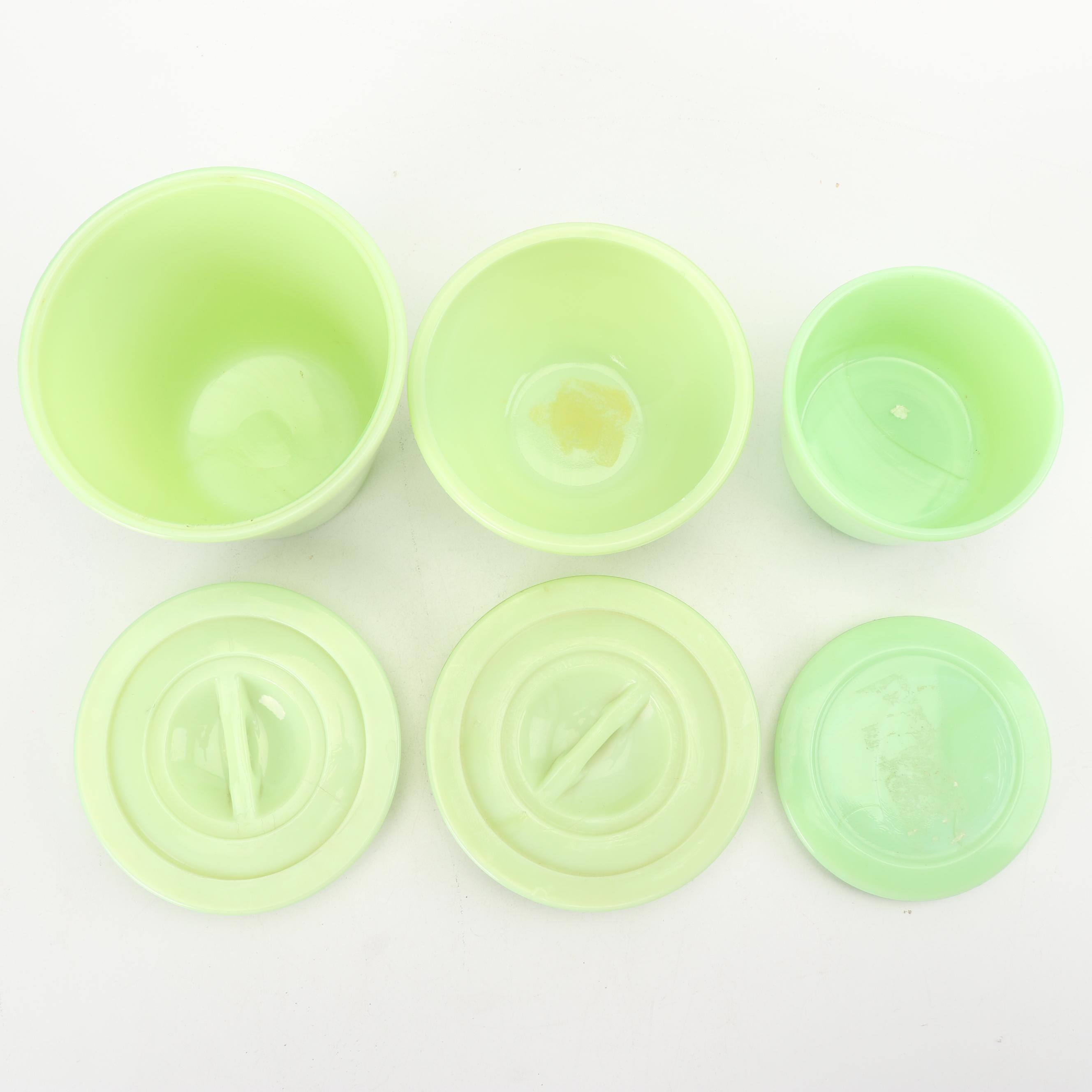 Jadeite Drip Jars Including McKee, Mid-Century