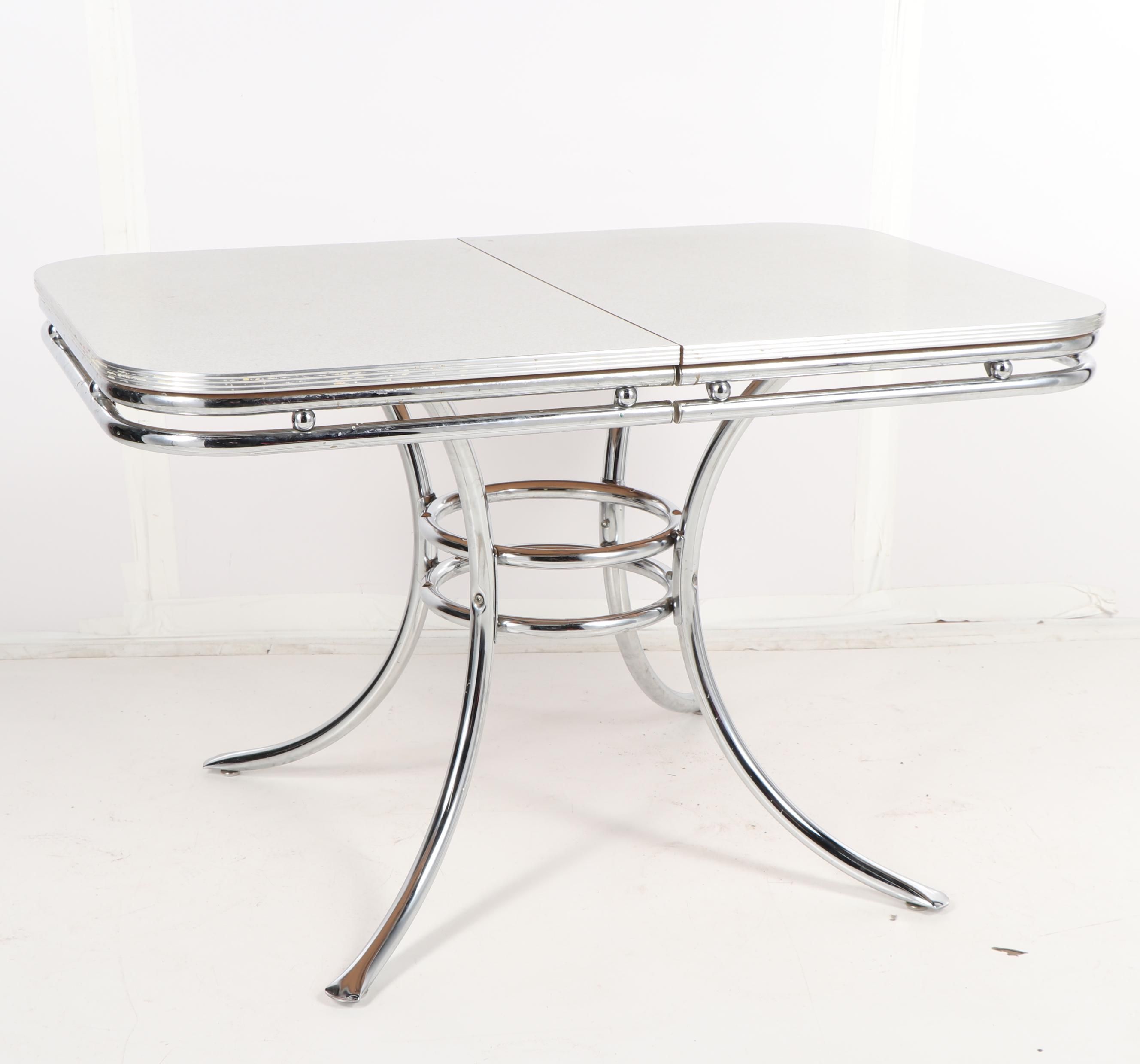 Mid Century Modern Melamine Resin and Chrome Kitchen Table, 20th Century