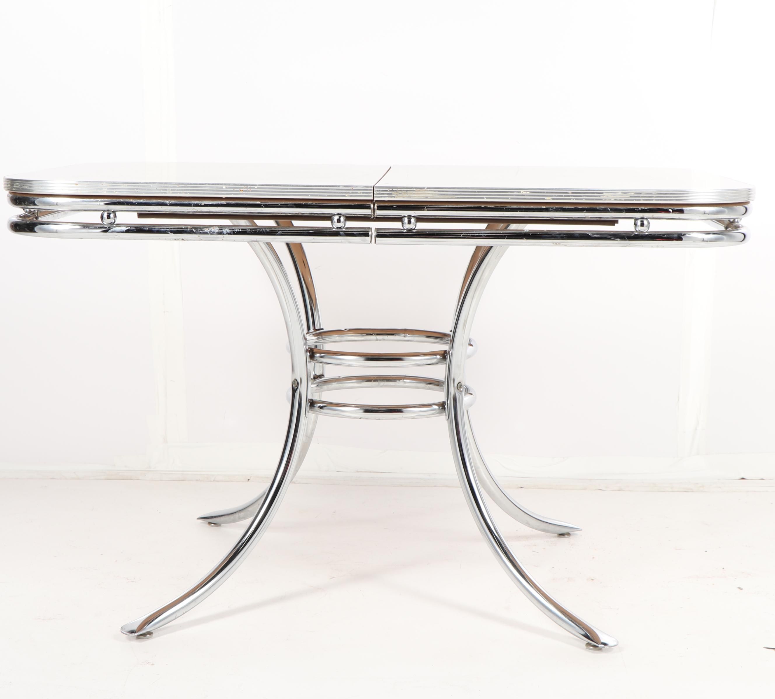 Mid Century Modern Melamine Resin and Chrome Kitchen Table, 20th Century