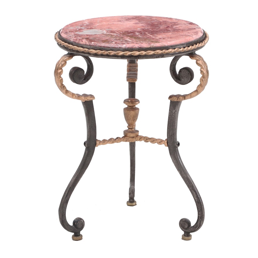 Neoclassical Style Marble Top Side Table