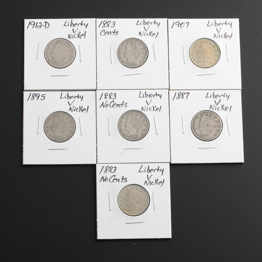 Group of Seven Liberty Head "V" Nickels