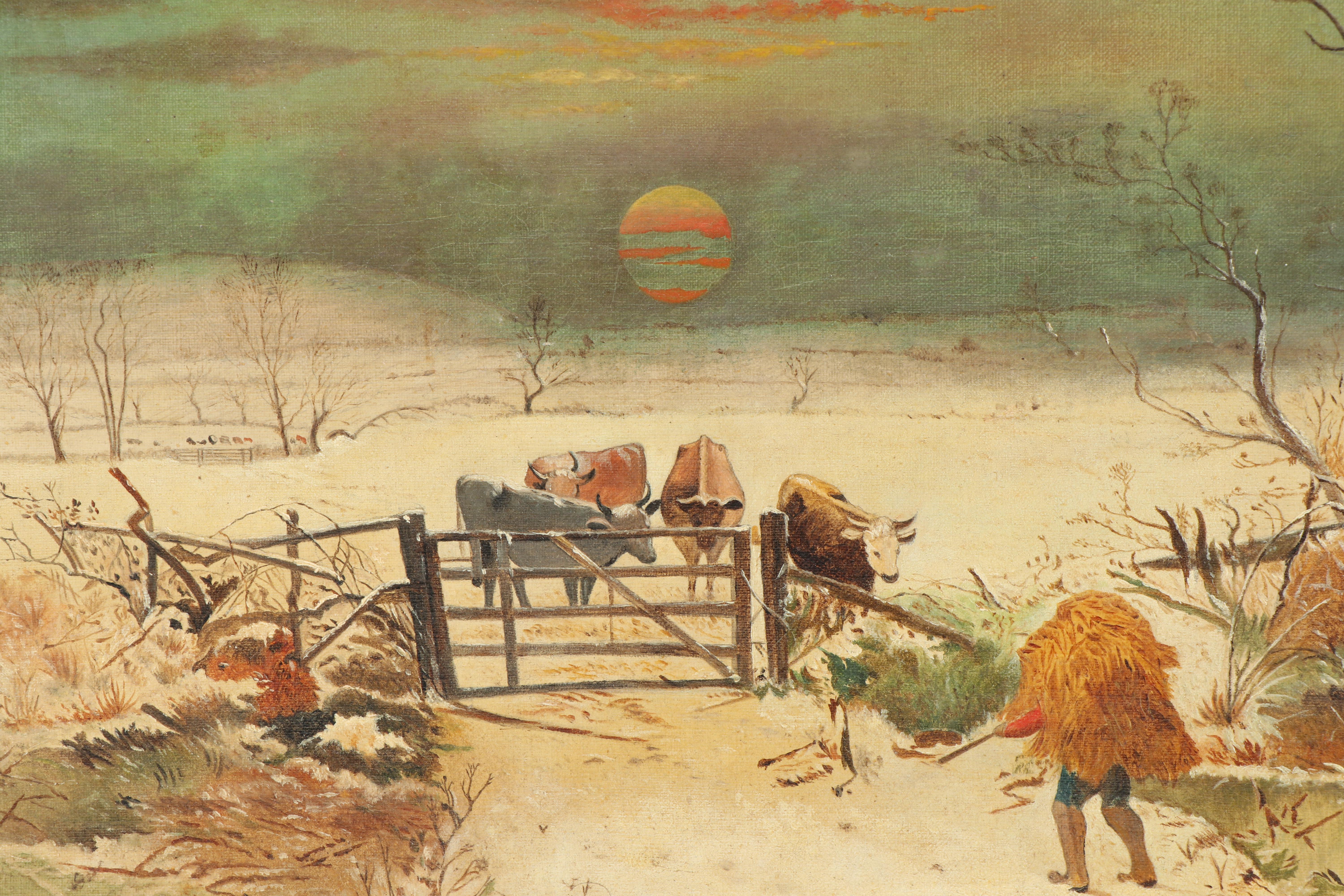 1885 Farm Landscape Oil Painting