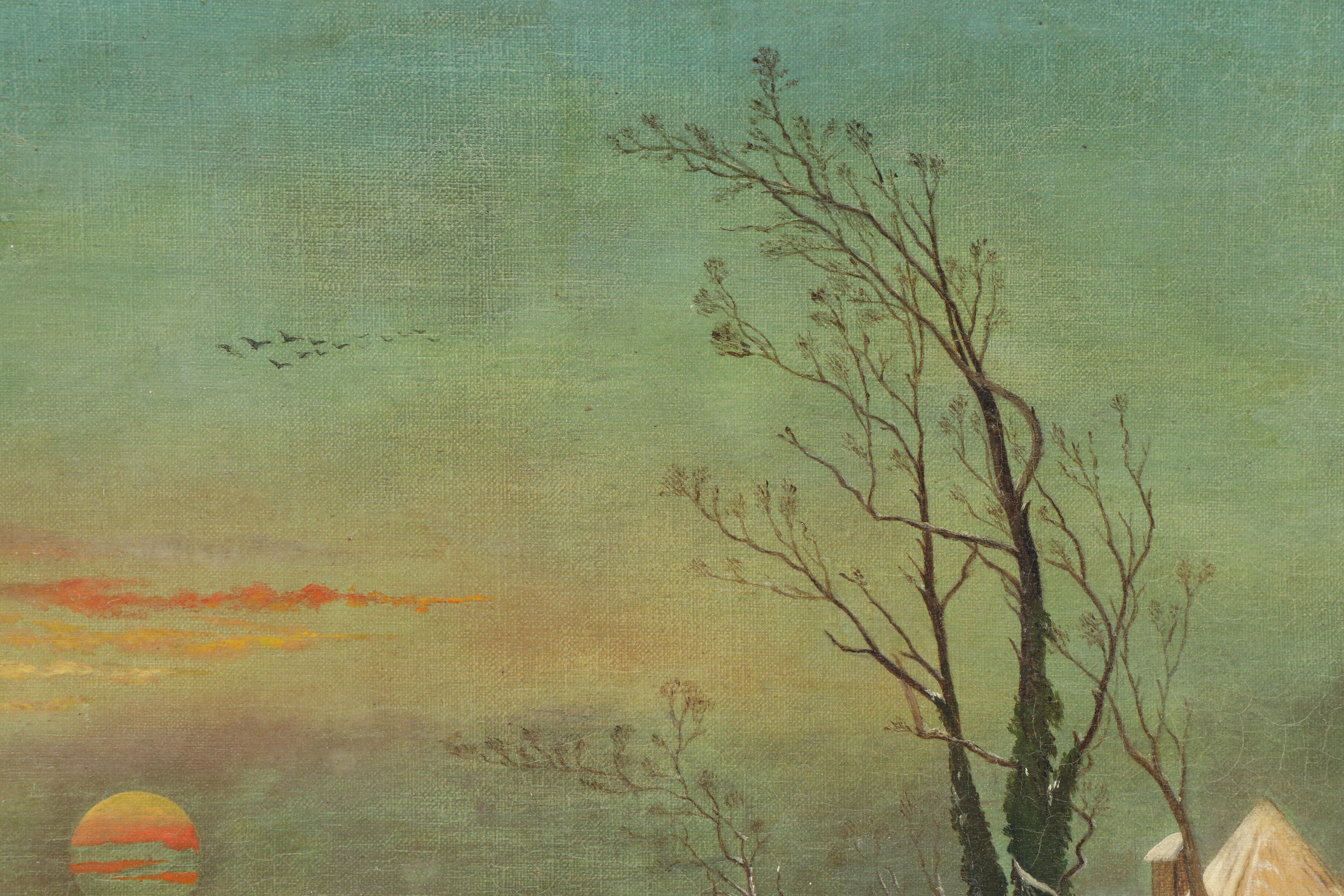 1885 Farm Landscape Oil Painting