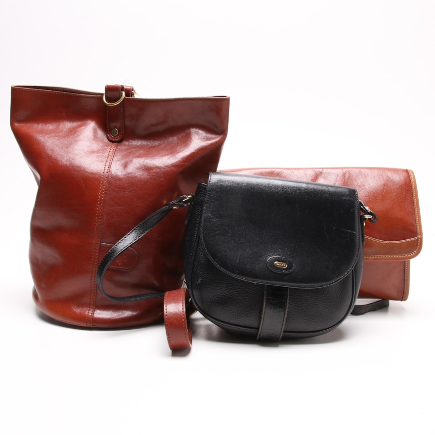 Monsac Original Leather Bucket Bag and Leather Crossbody Bags Including Bally