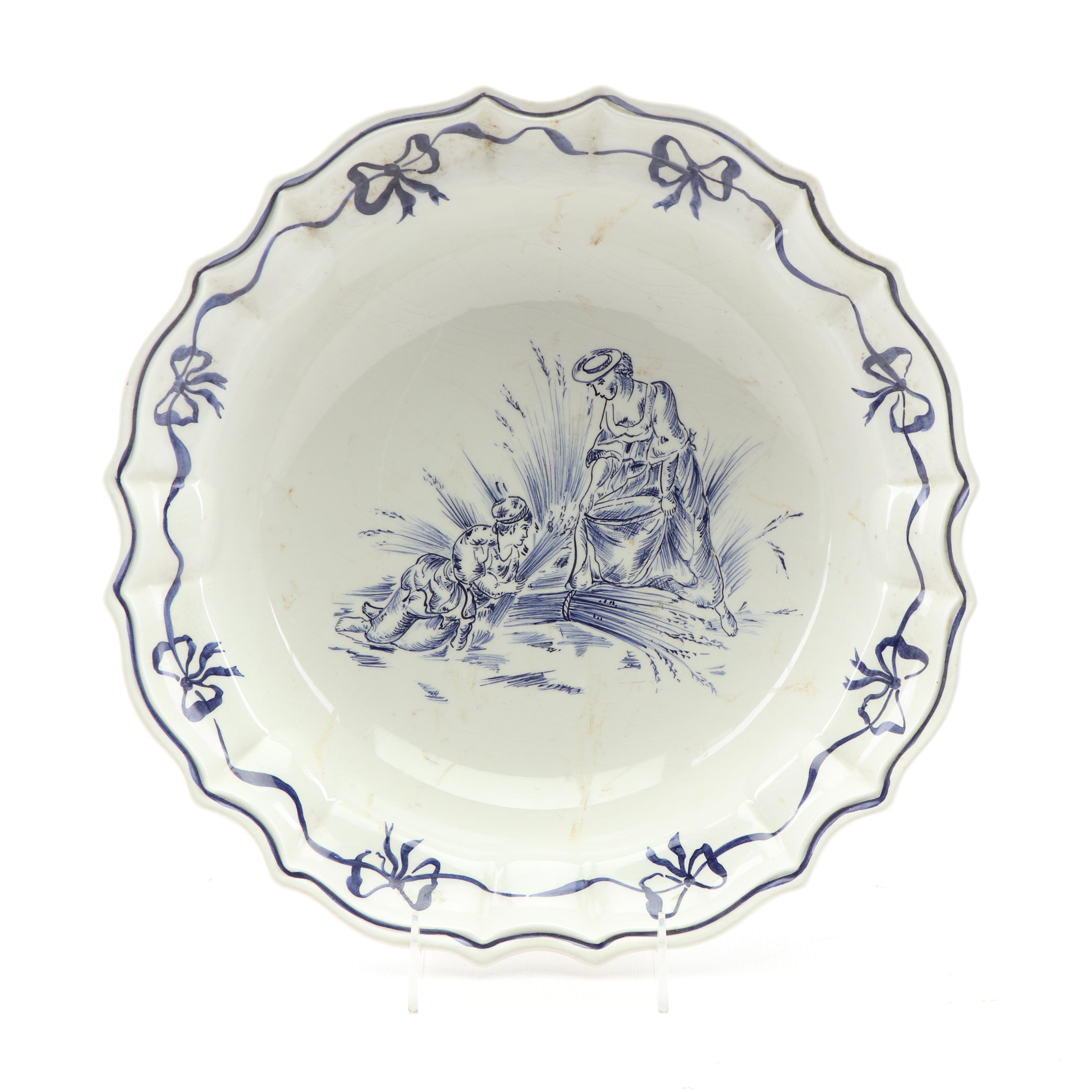 Vintage Hand-Painted Blue and White Ceramic Bowls