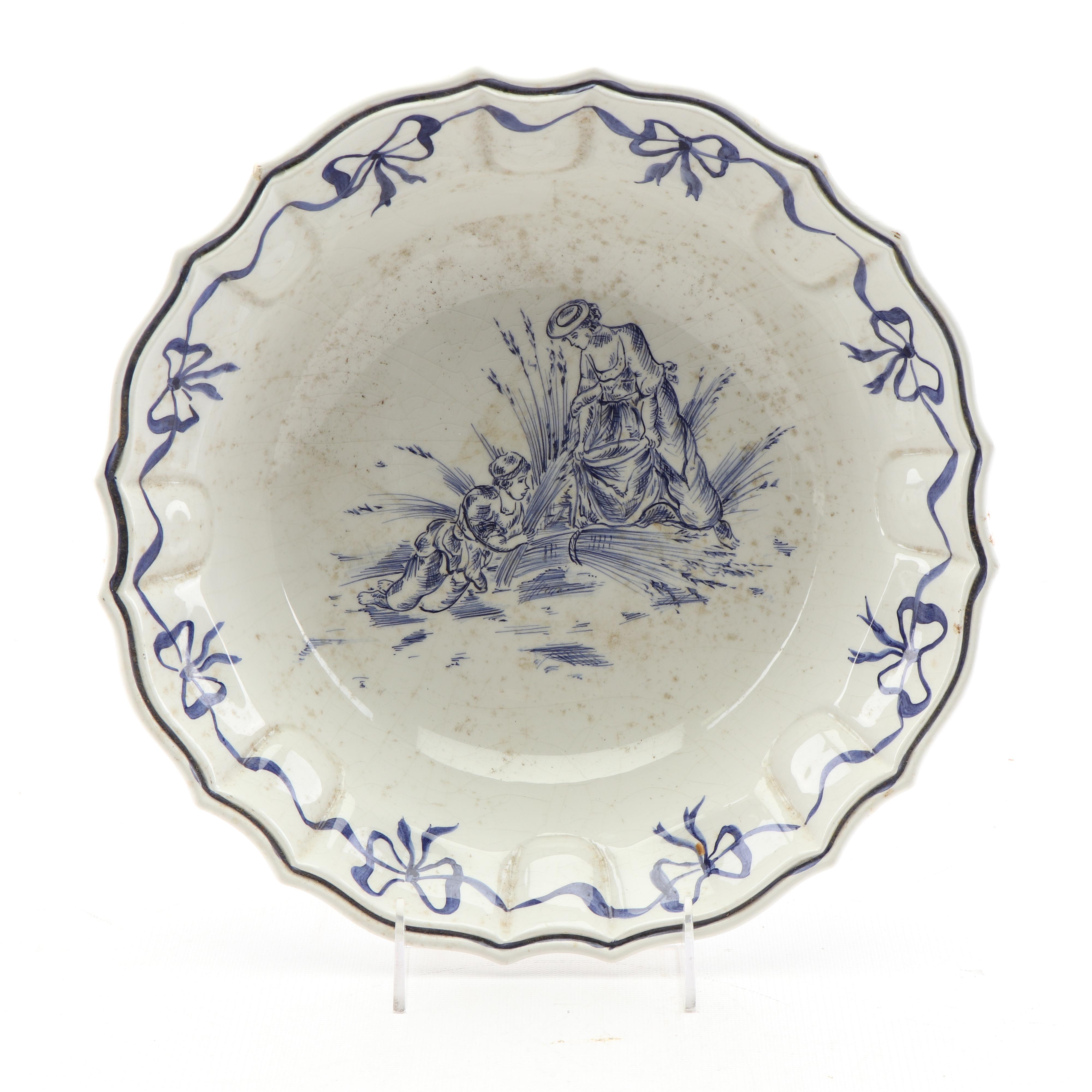 Vintage Hand-Painted Blue and White Ceramic Bowls