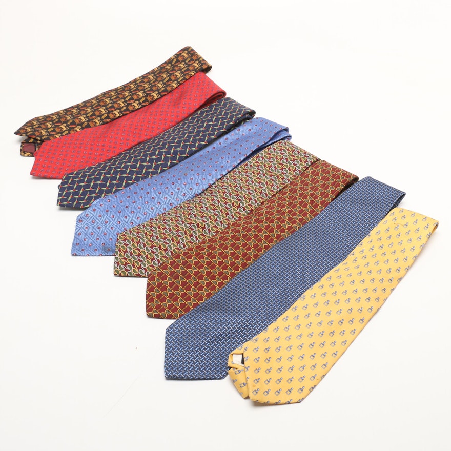 Men's Silk Neckties Including Salvatore Ferragamo and Brooks Brothers