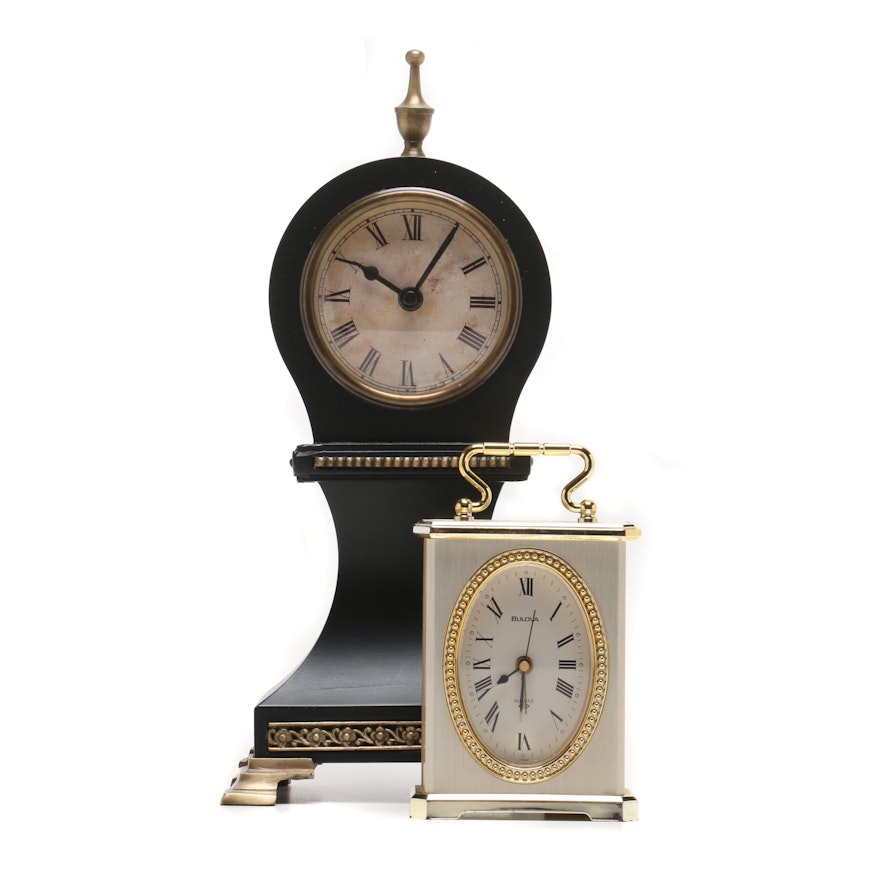 Mantel Clock and Bulova Carriage Clock