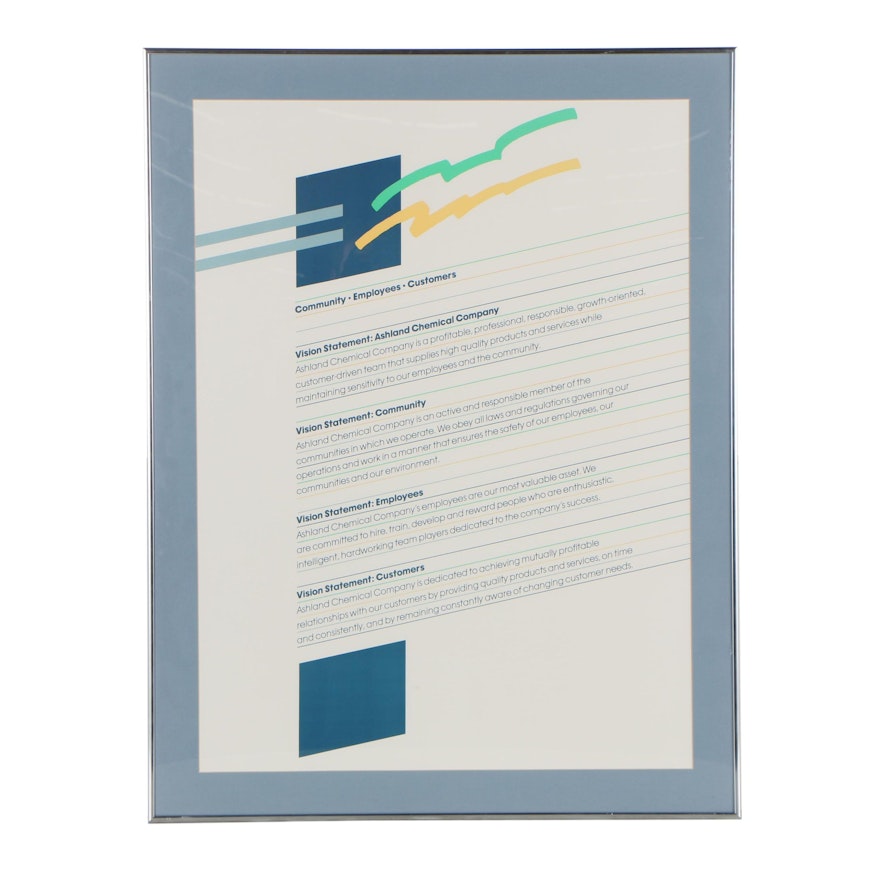 Ashland Chemical Company Lithograph Vision Statement Poster