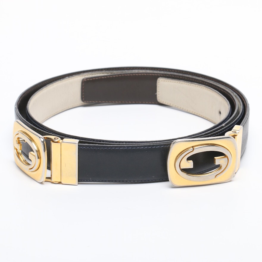 Vintage Gucci GG Buckle Leather Belts