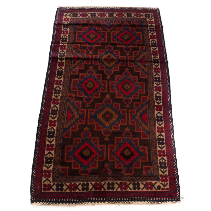 3.5' x 6.5' Hand-Knotted Afghani Baluch Tribal Rug