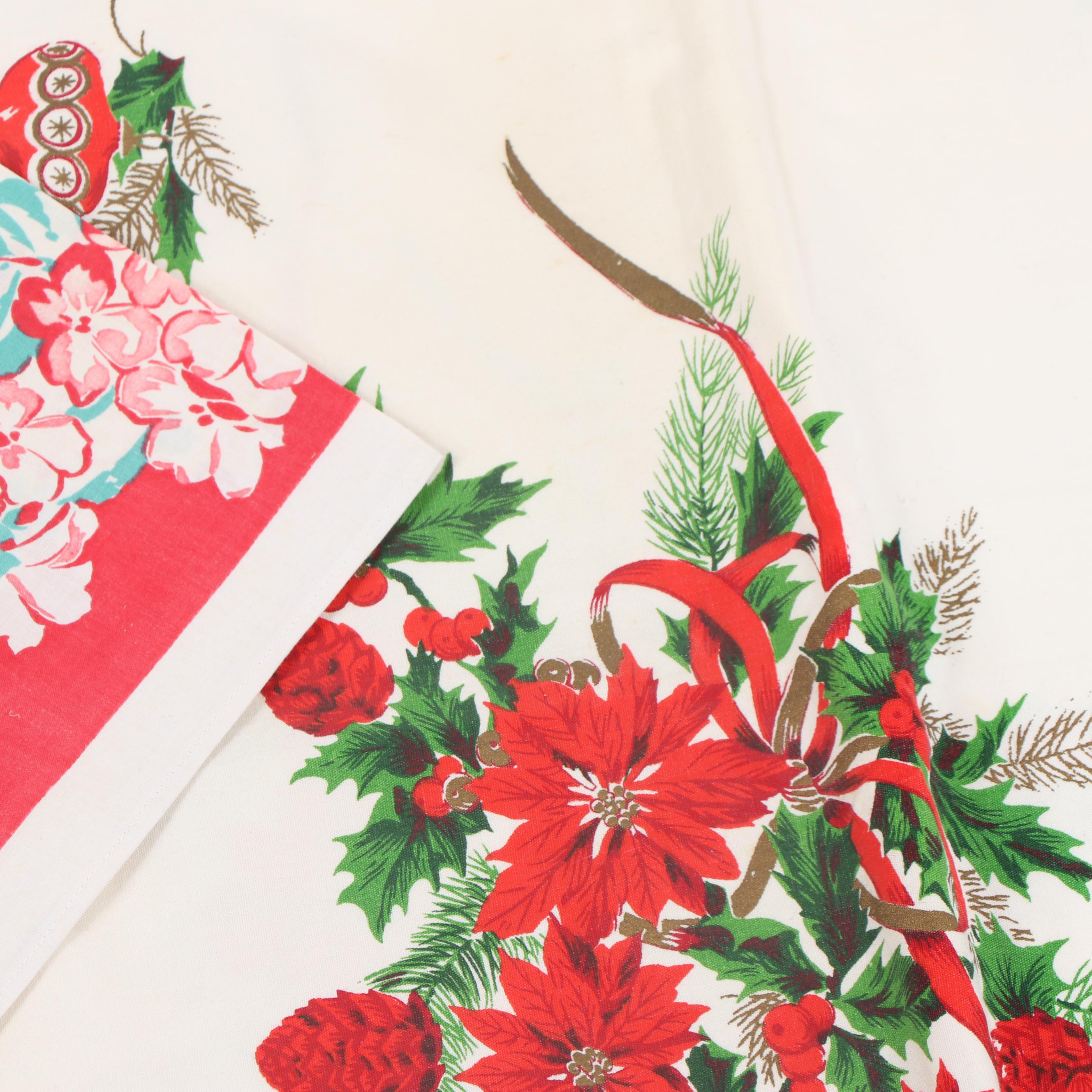 Printed Floral Table Linens, Mid-20th Century