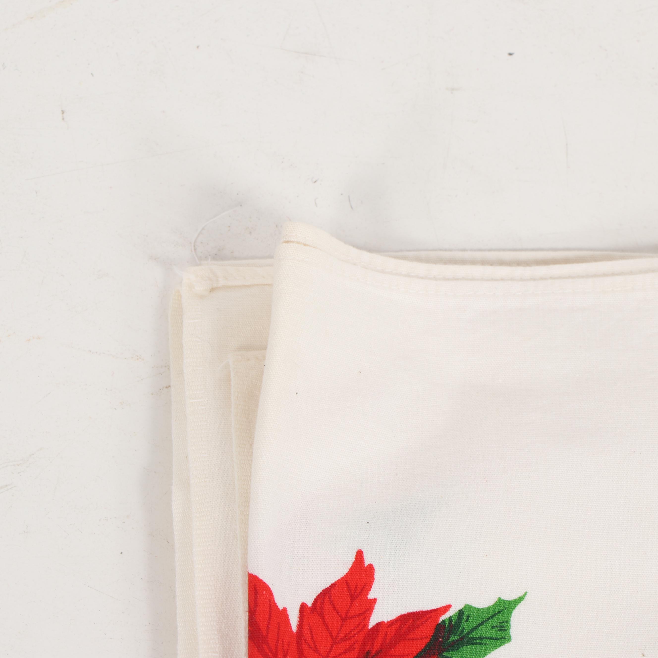 Printed Floral Table Linens, Mid-20th Century