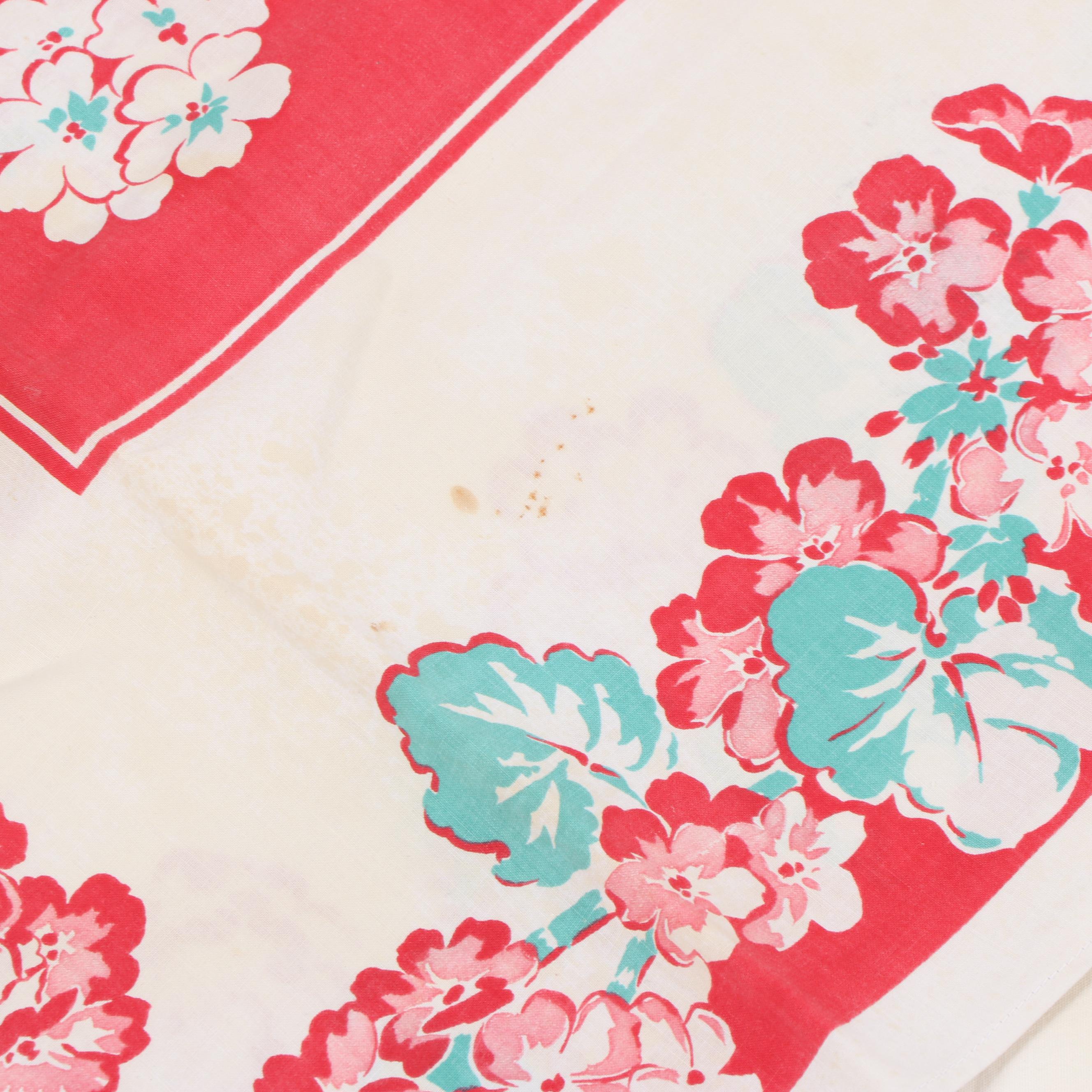 Printed Floral Table Linens, Mid-20th Century