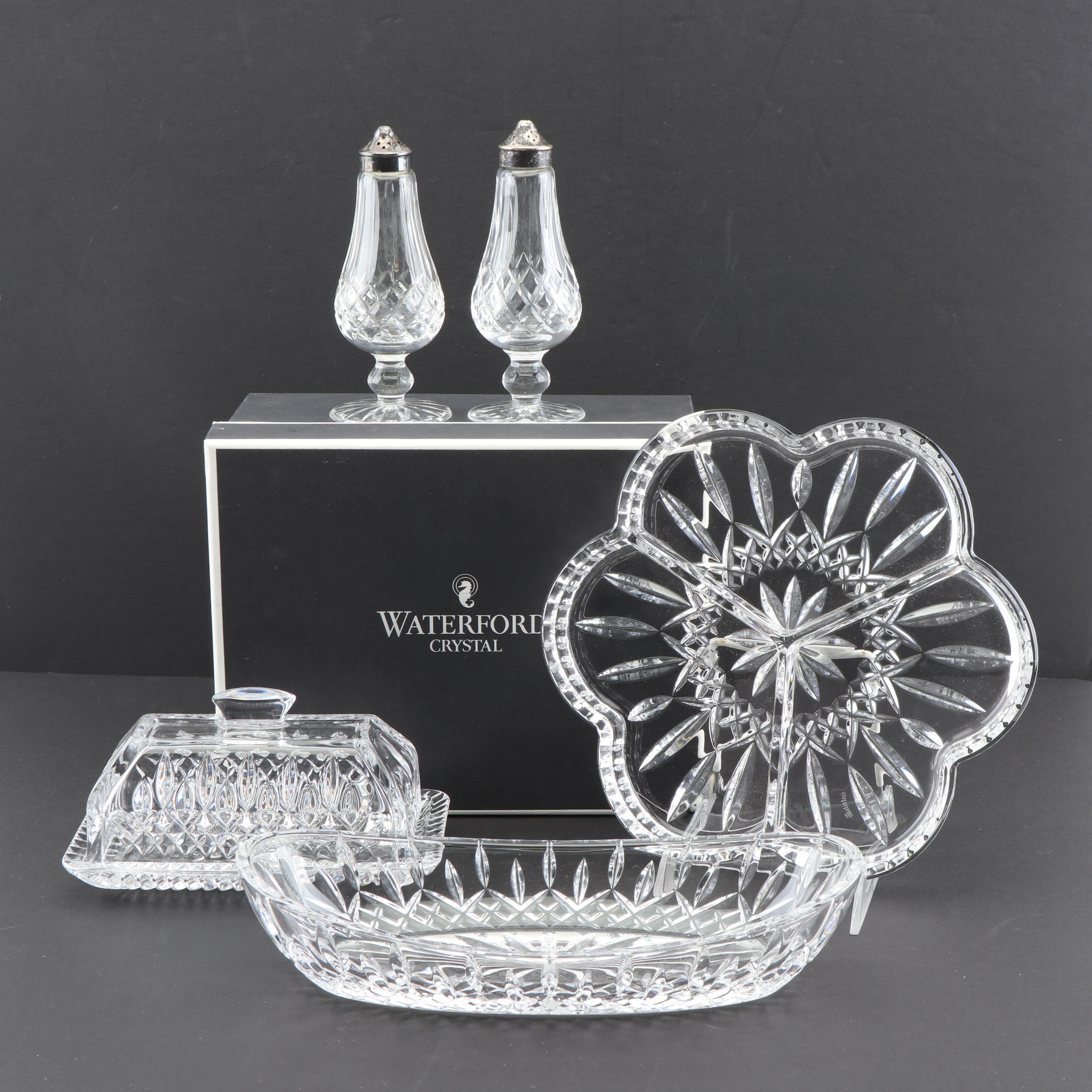 Waterford Crystal "Lismore" Celery Dish, Relish Dish, and Other Tableware