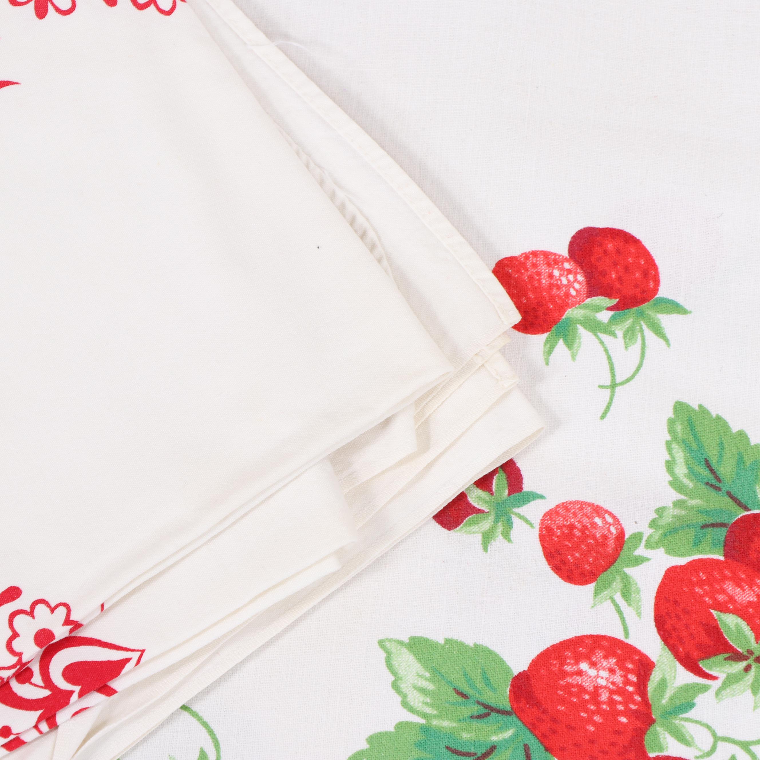 Printed Floral Table Linens, Mid-20th Century