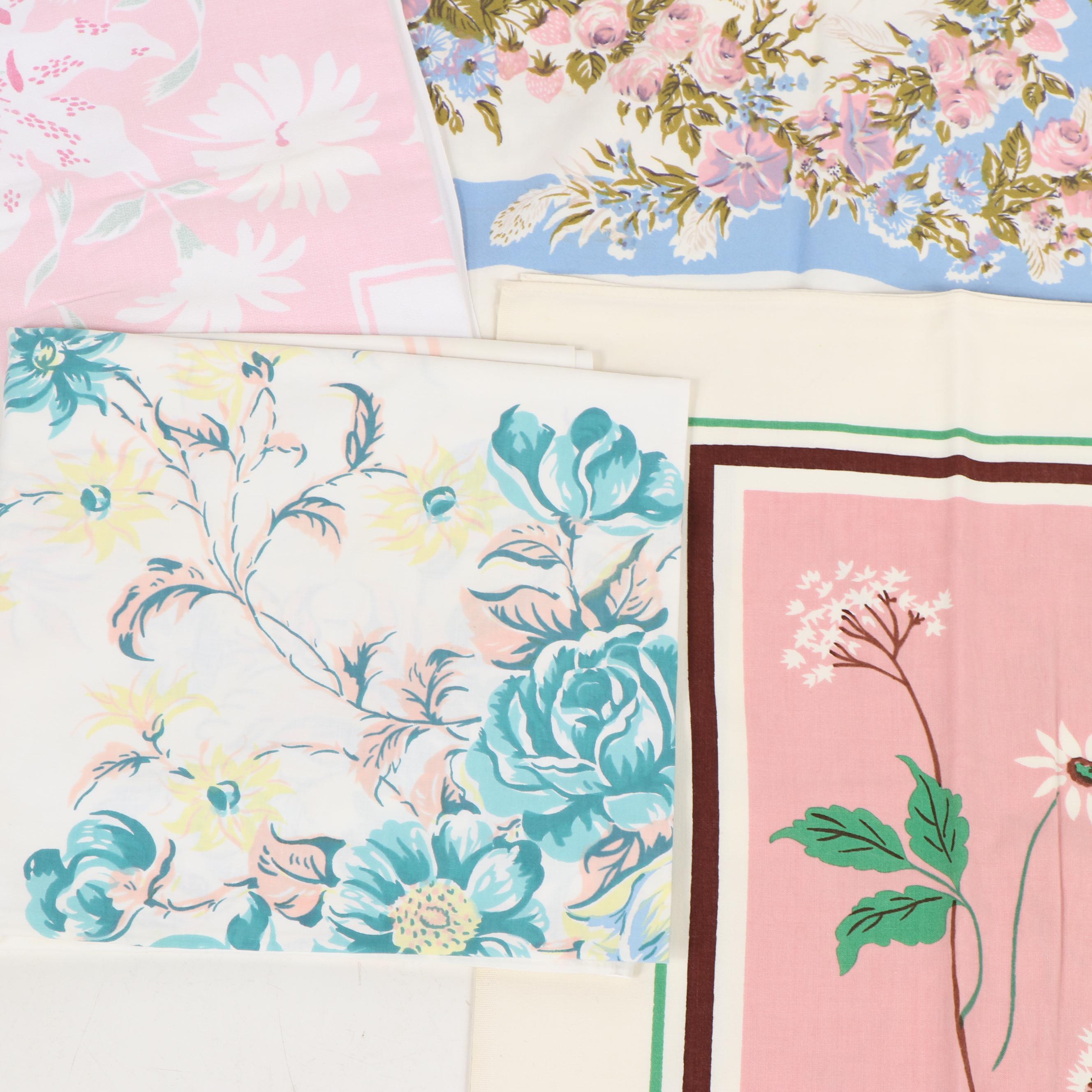 Printed Floral Table Linens, Mid-20th Century