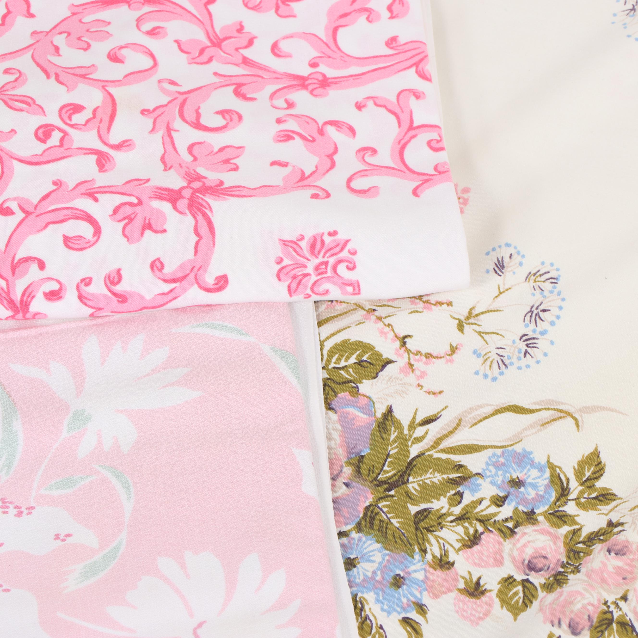 Printed Floral Table Linens, Mid-20th Century