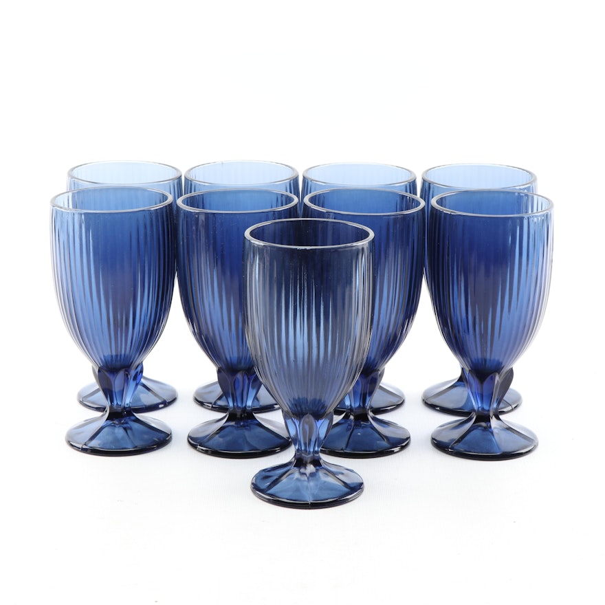 Fostoria "Monet Dark Blue" Iced Tea Glasses