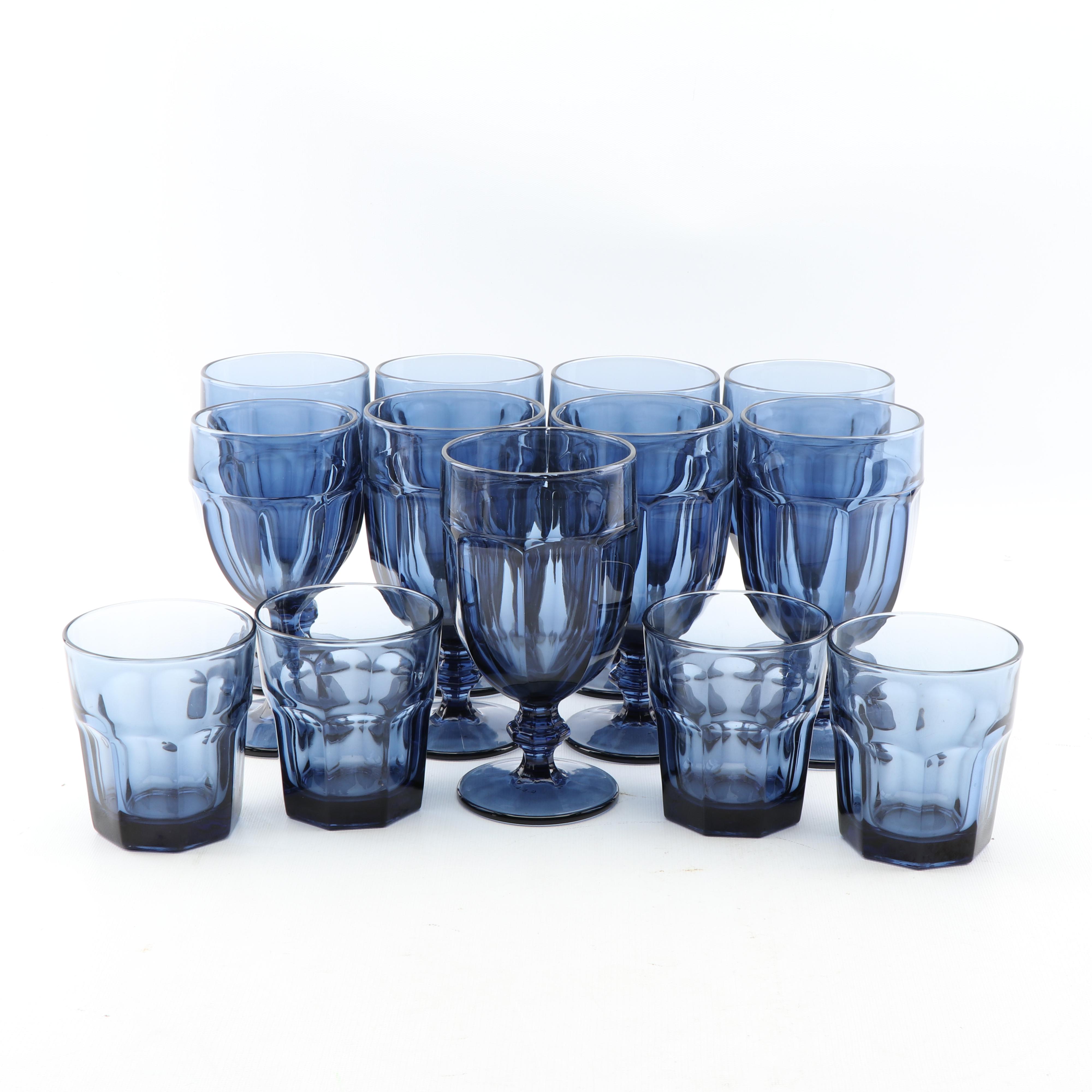 Libbey "Gibraltar Dusky Blue" Iced Tea and Rock Glasses