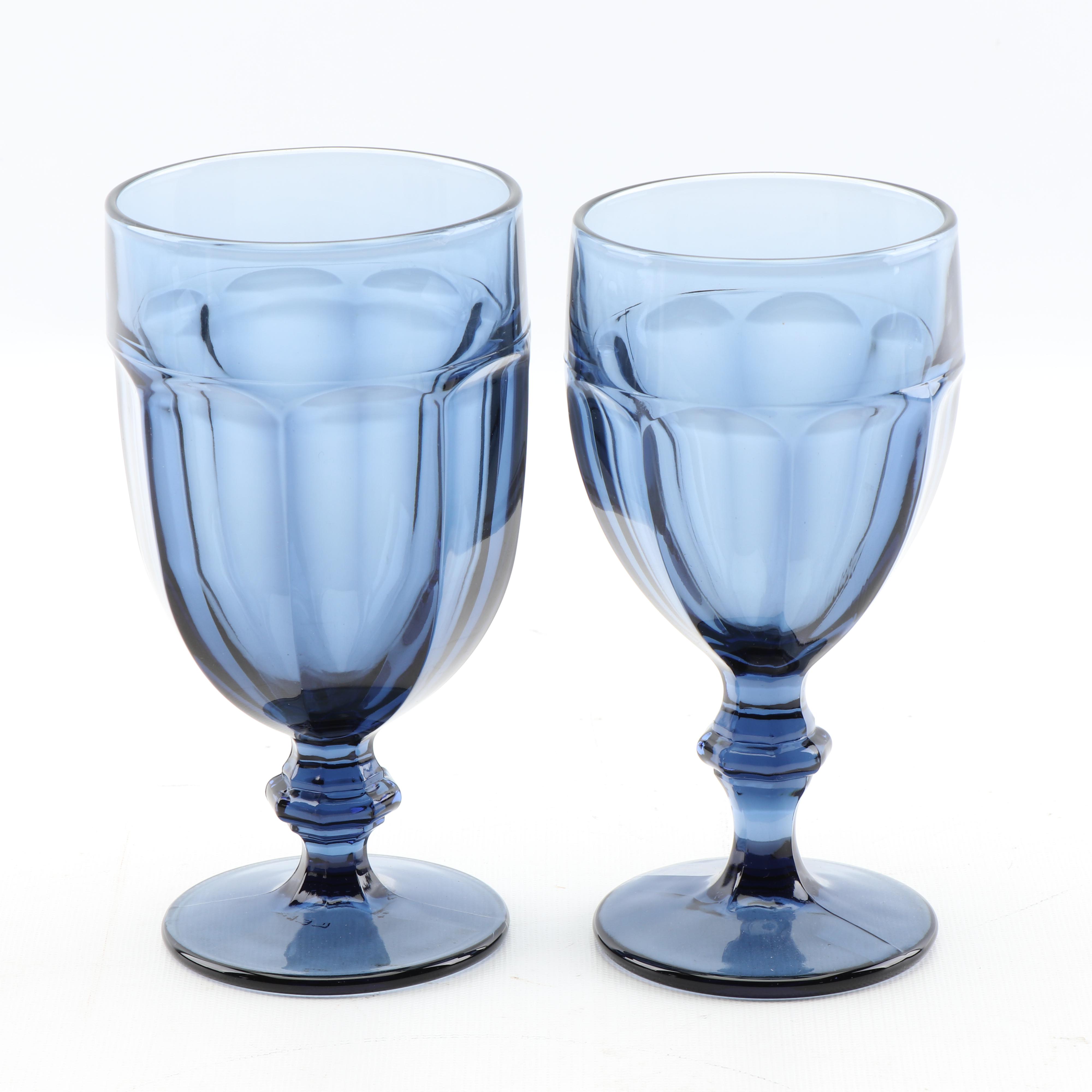 Libbey "Gibraltar Dusky Blue" Iced Tea and Rock Glasses