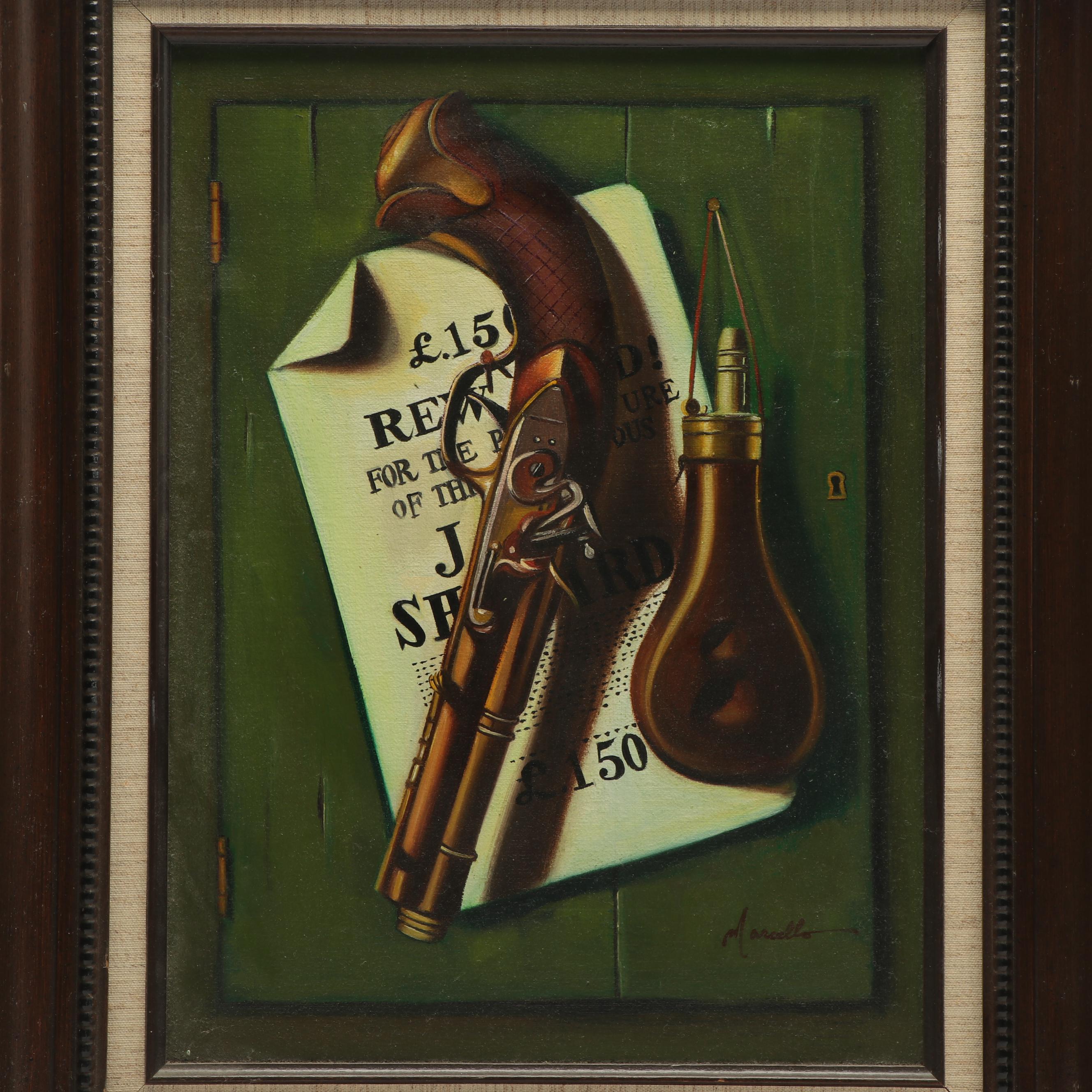 Marcello Trompe L'oeil Still Life Oil Painting