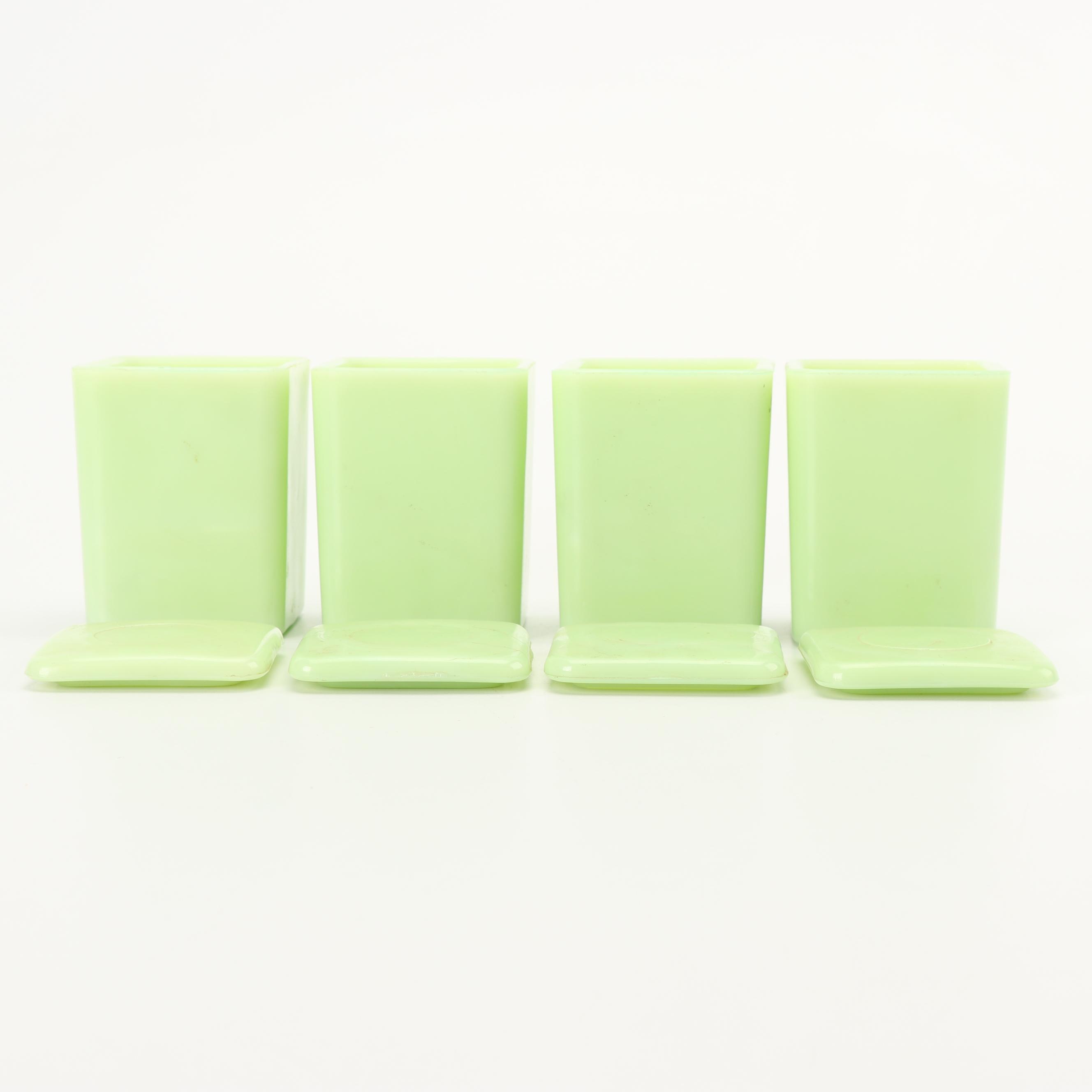 Jeannette Jadeite Glass Spice Canisters, Mid-Century