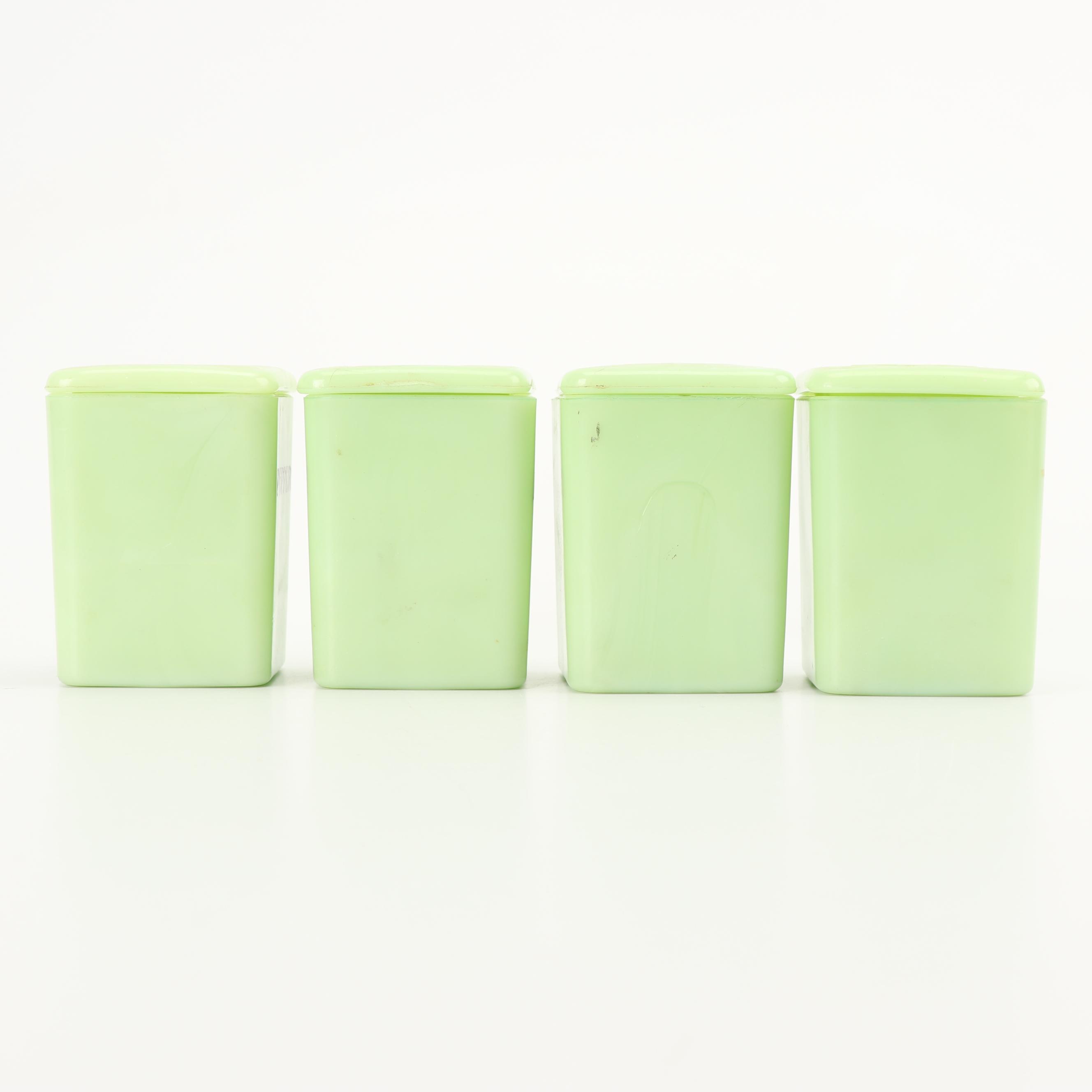 Jeannette Jadeite Glass Spice Canisters, Mid-Century