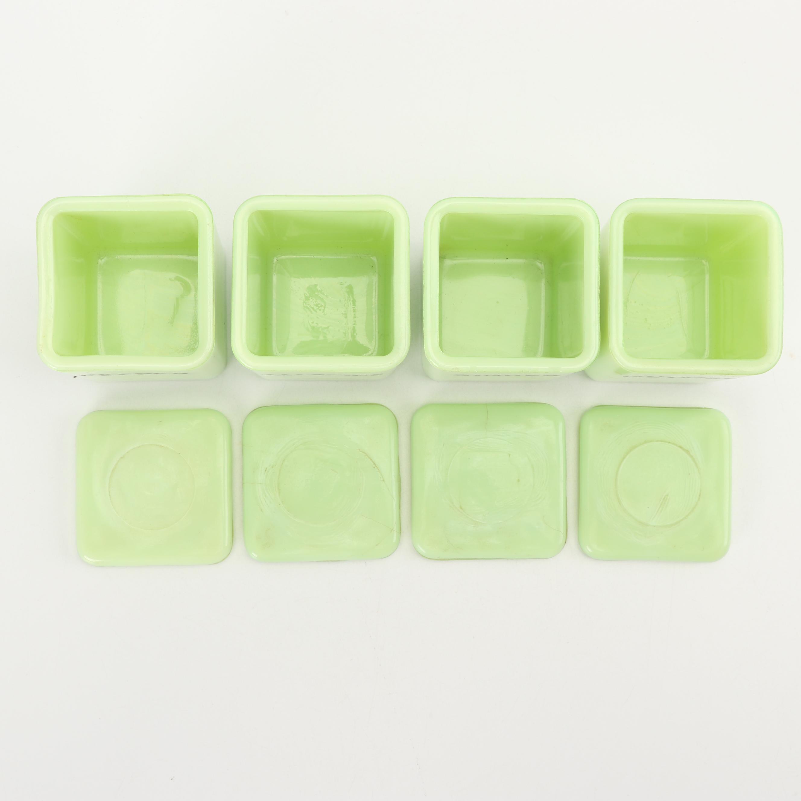 Jeannette Jadeite Glass Spice Canisters, Mid-Century