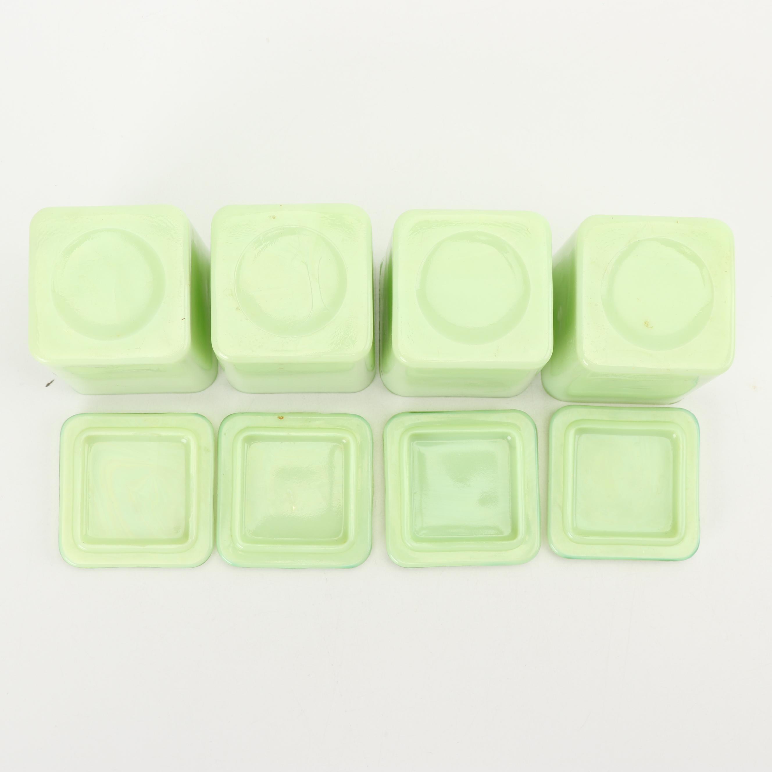 Jeannette Jadeite Glass Spice Canisters, Mid-Century