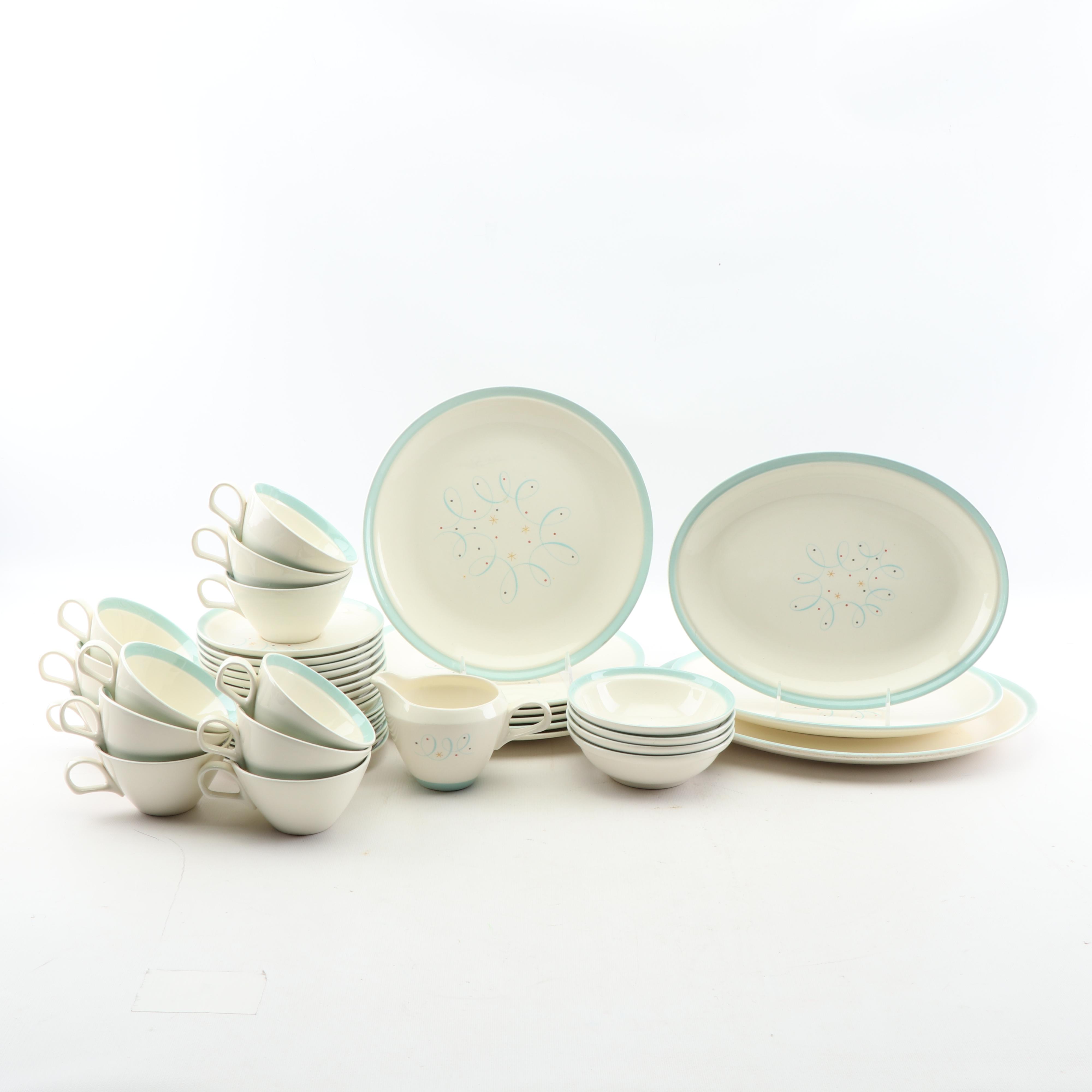 Century Service "Turquoise Scroll" Ceramic Dinnerware