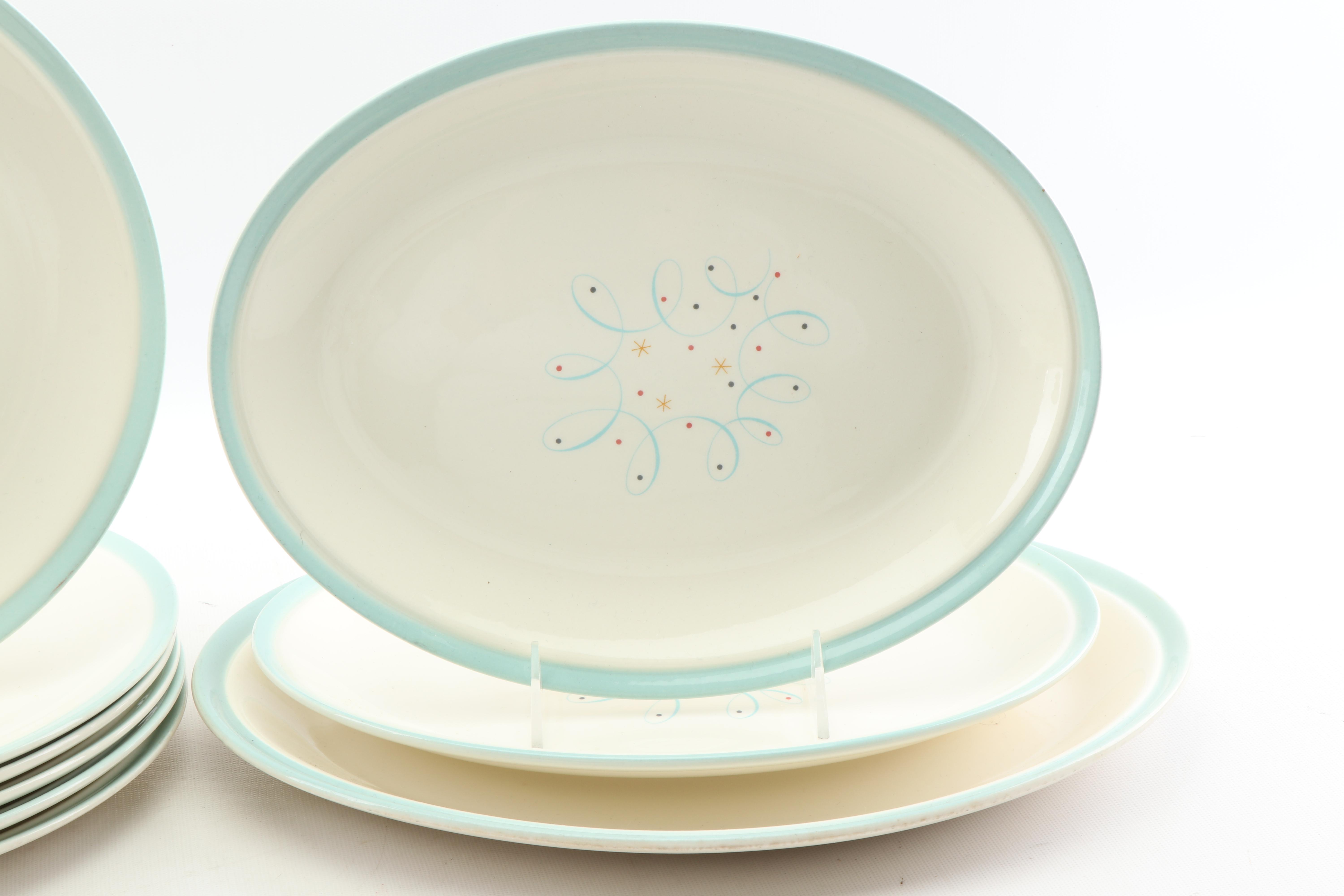 Century Service "Turquoise Scroll" Ceramic Dinnerware