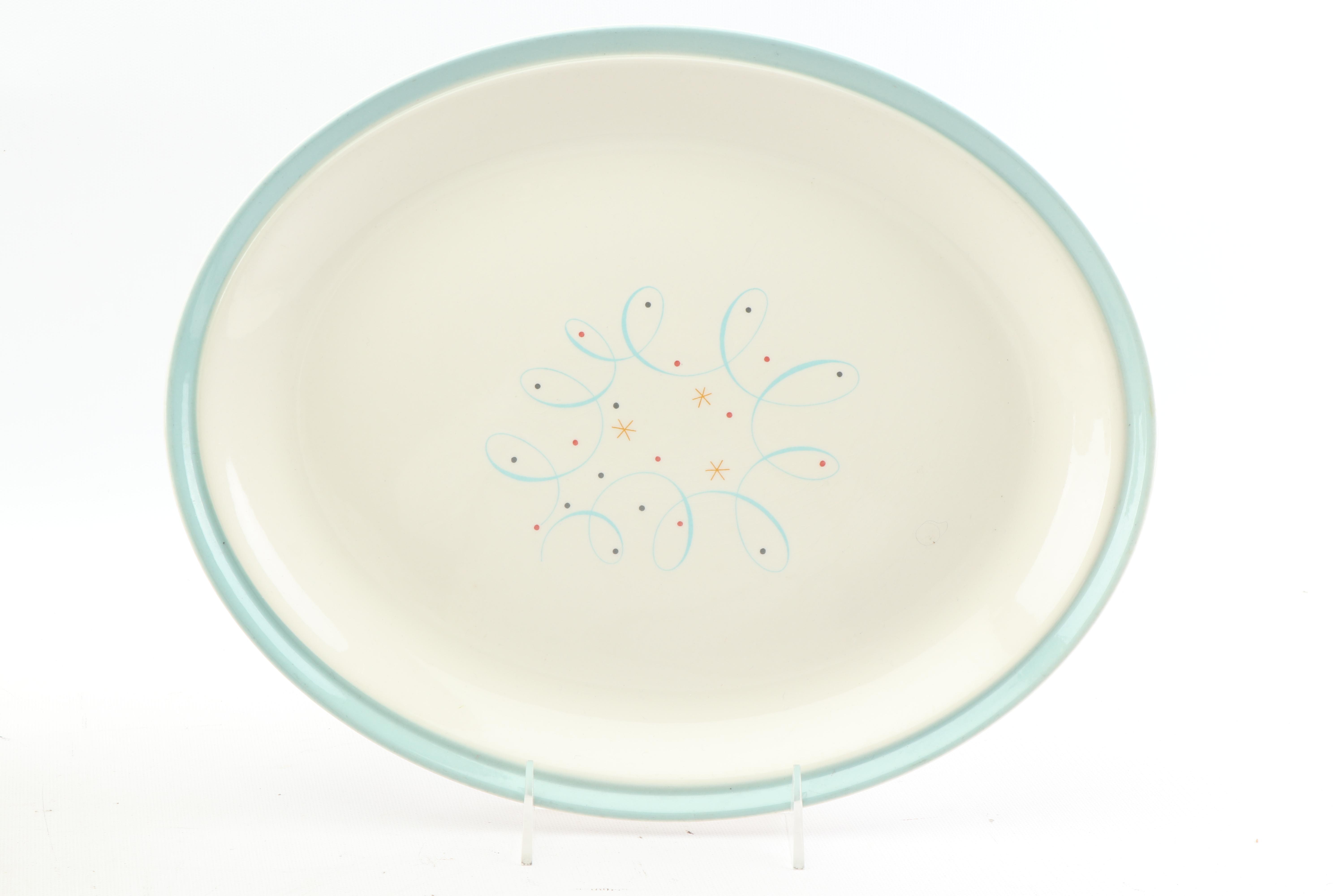 Century Service "Turquoise Scroll" Ceramic Dinnerware